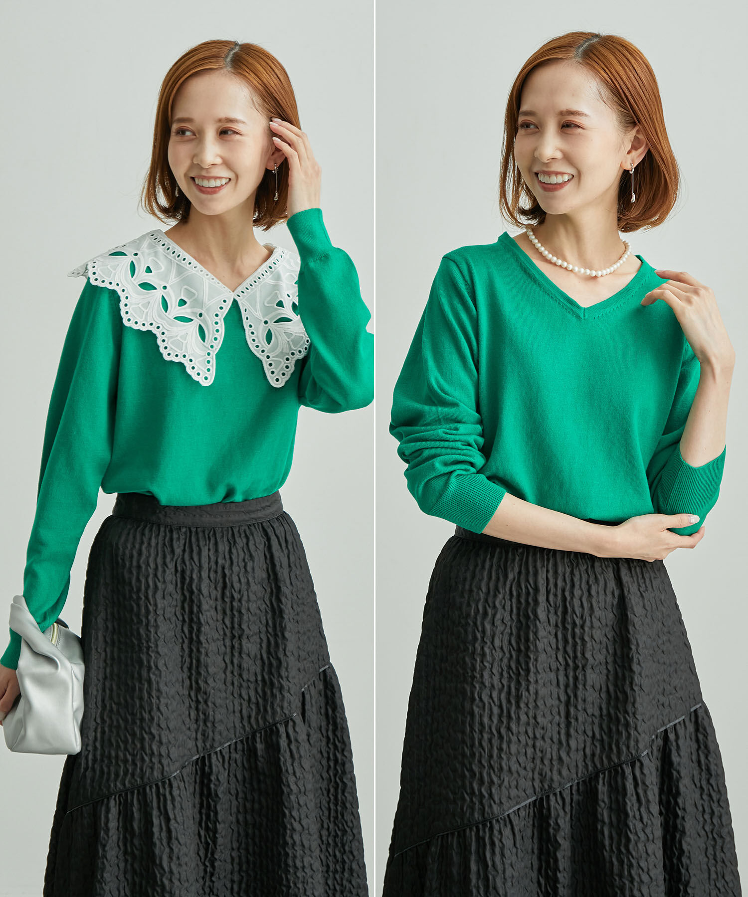 Rope&rsquo;Picnic「レース衿ニットプルオーバー」|ニット・セーター|