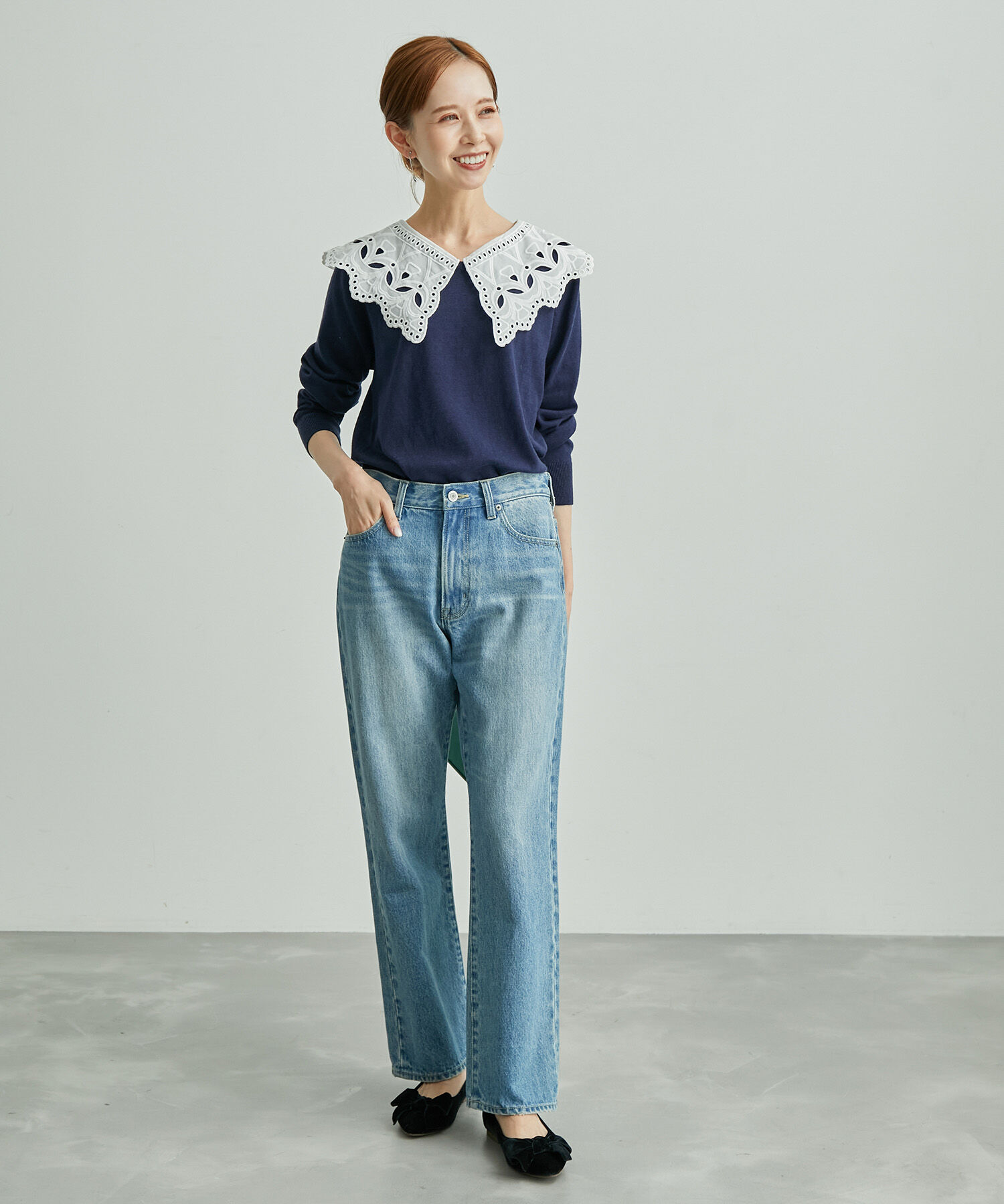 Rope&rsquo;Picnic「レース衿ニットプルオーバー」|ニット・セーター|