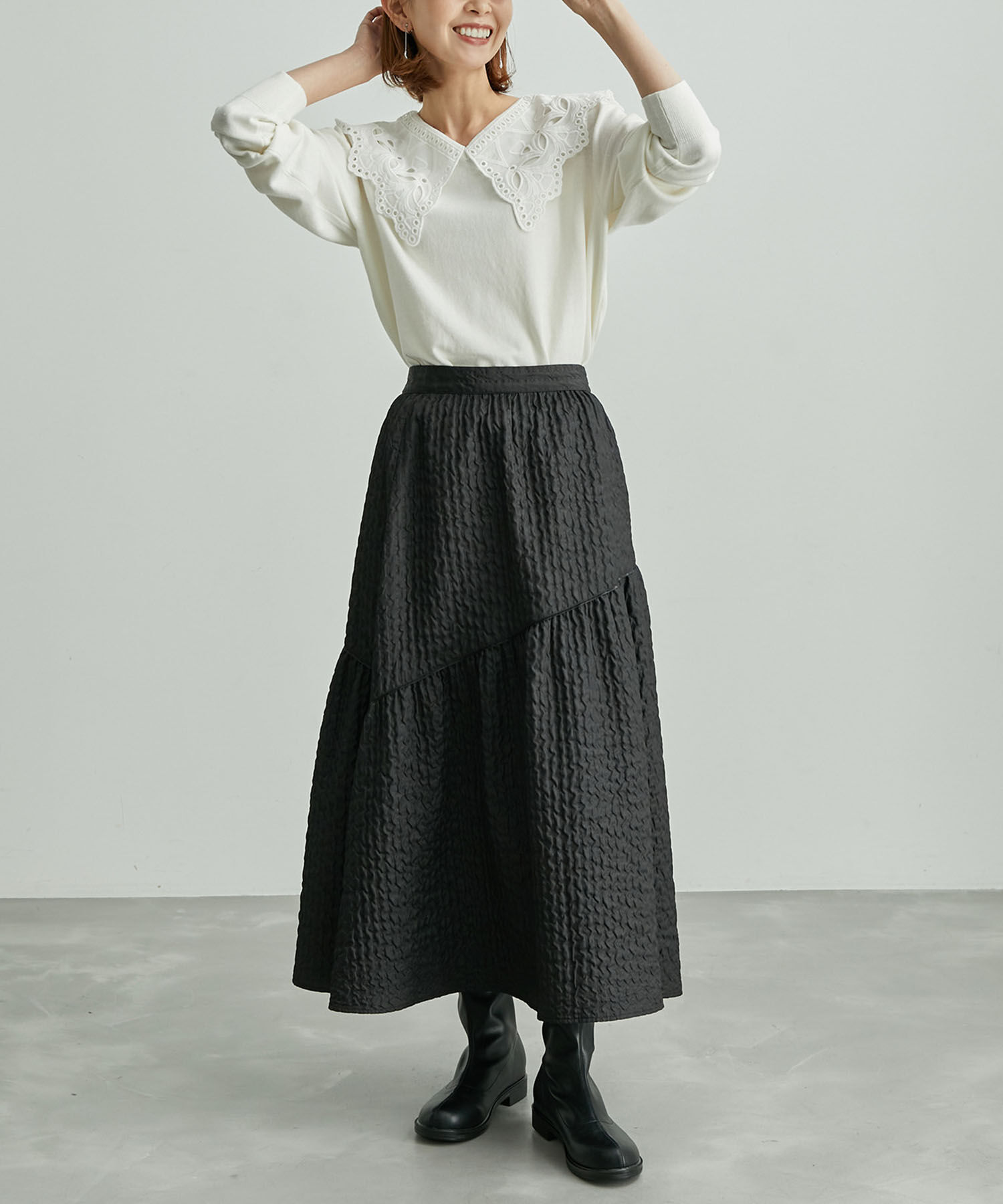 Rope&rsquo;Picnic「レース衿ニットプルオーバー」|ニット・セーター|