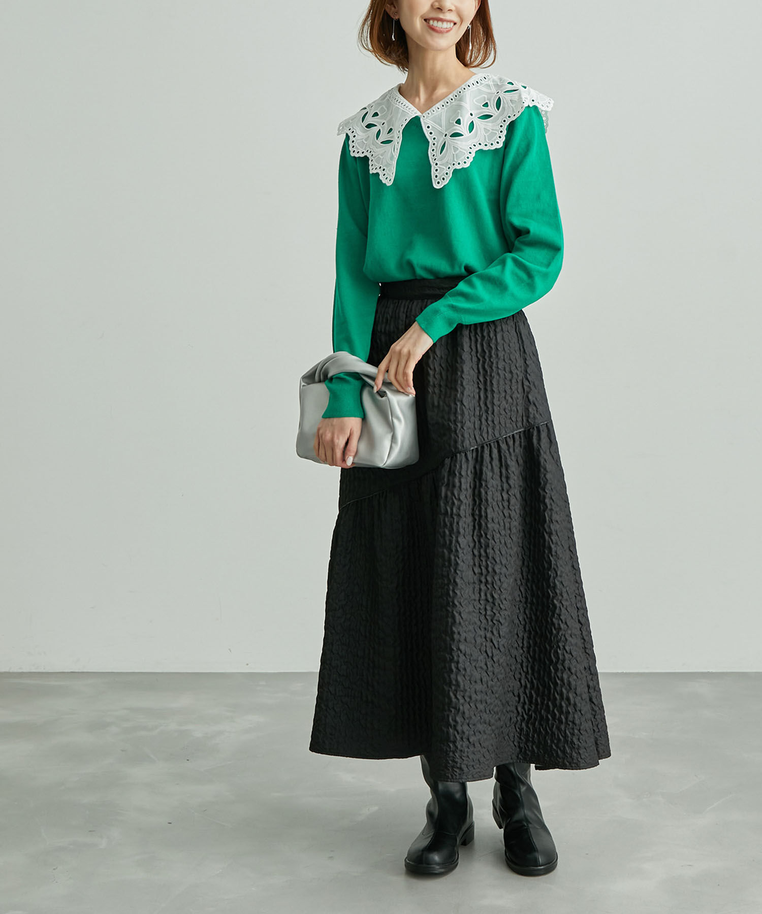 Rope&rsquo;Picnic「レース衿ニットプルオーバー」|ニット・セーター|