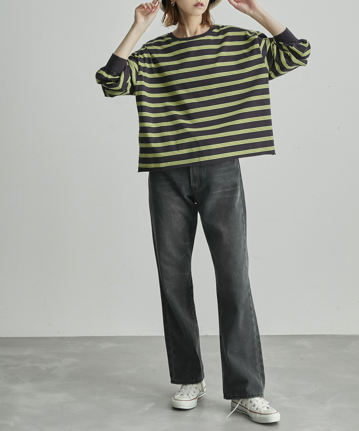 Rope&rsquo;Picnic「【一部店舗限定】クレリック長袖ボーダーカットトップス」|Tシャツ・カットソー|