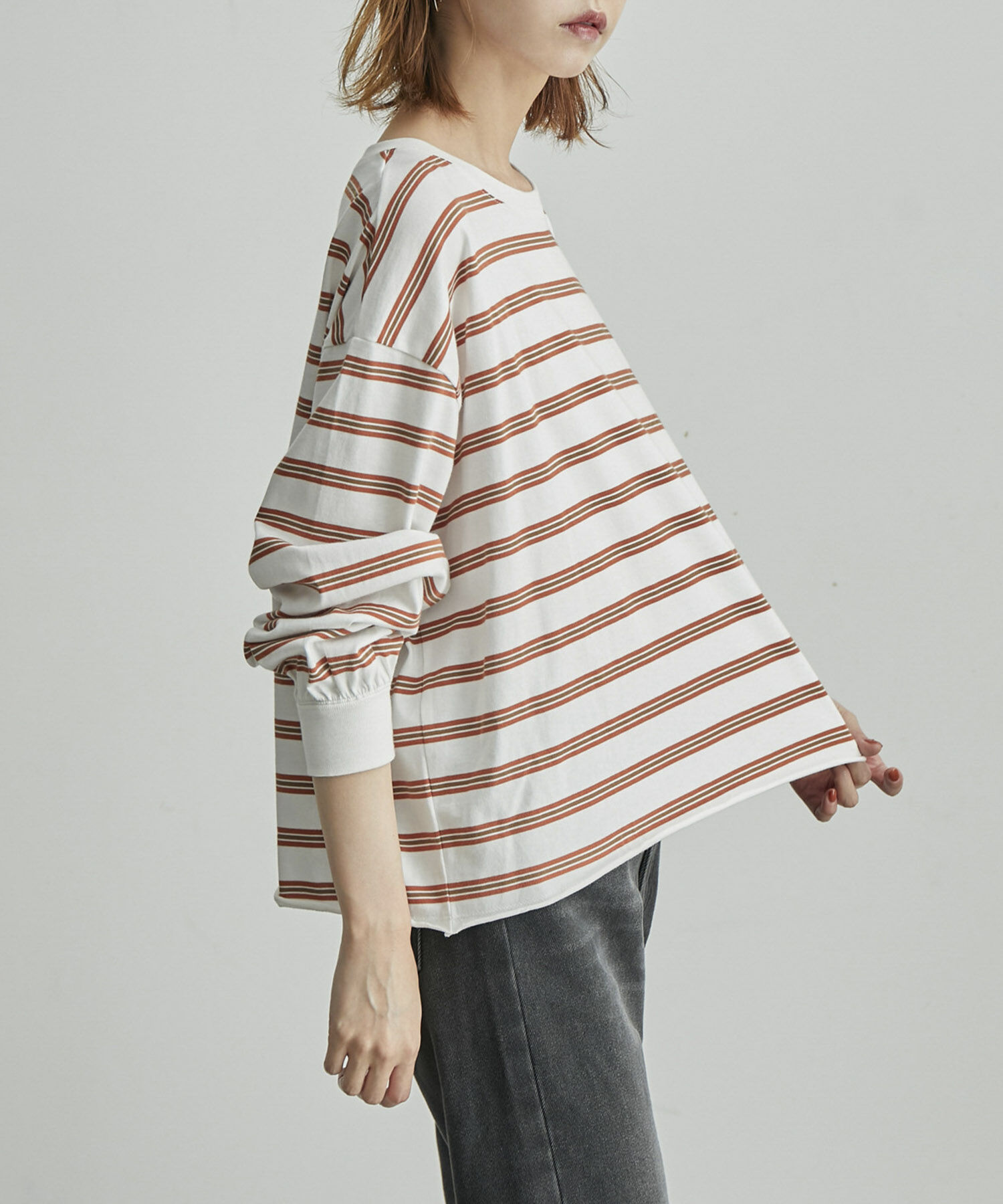 Rope&rsquo;Picnic「【一部店舗限定】クレリック長袖ボーダーカットトップス」|Tシャツ・カットソー|