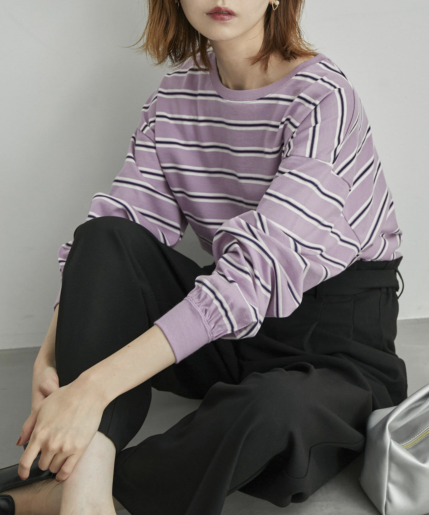 Rope&rsquo;Picnic「【一部店舗限定】クレリック長袖ボーダーカットトップス」|Tシャツ・カットソー|