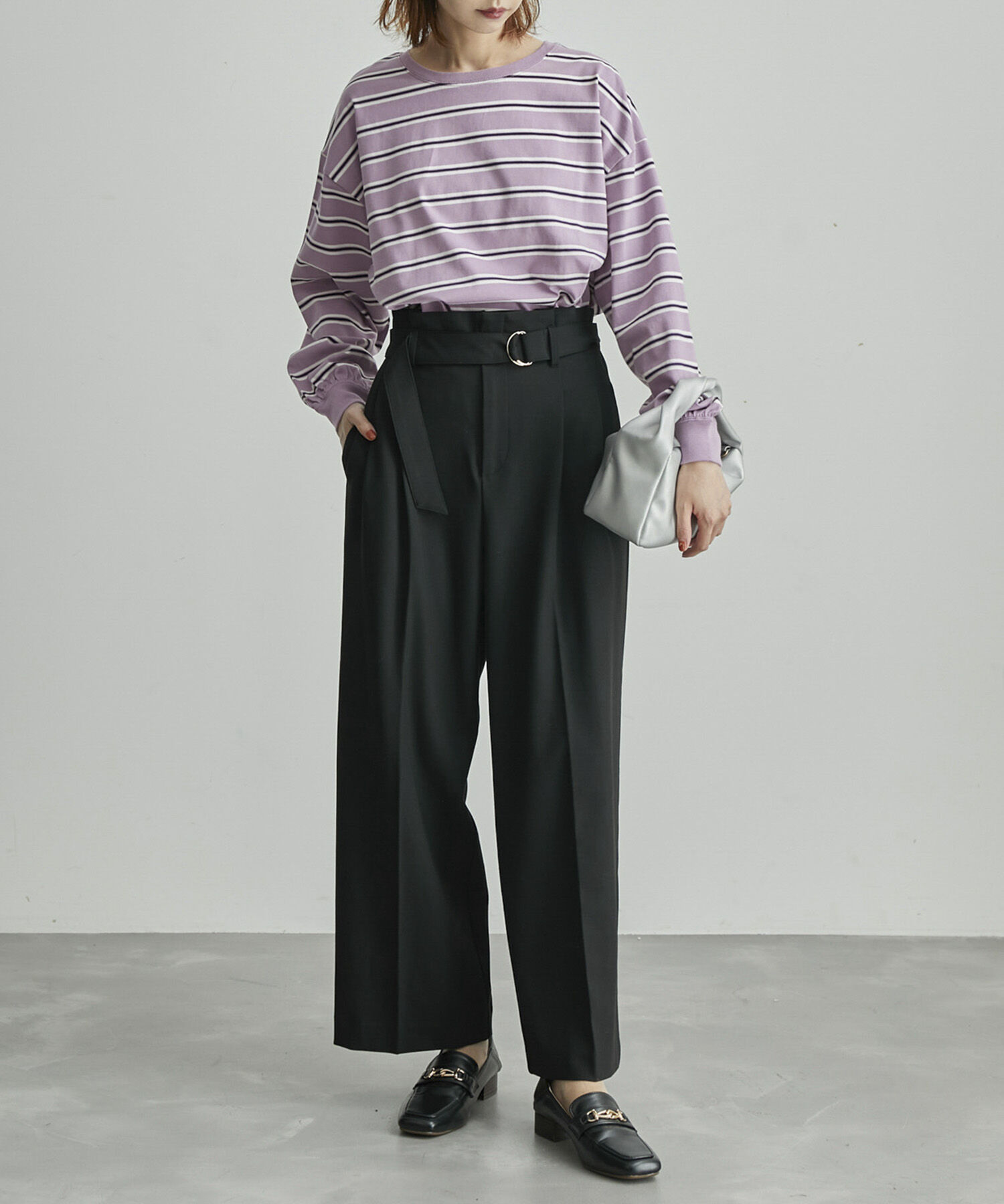 Rope&rsquo;Picnic「【一部店舗限定】クレリック長袖ボーダーカットトップス」|Tシャツ・カットソー|