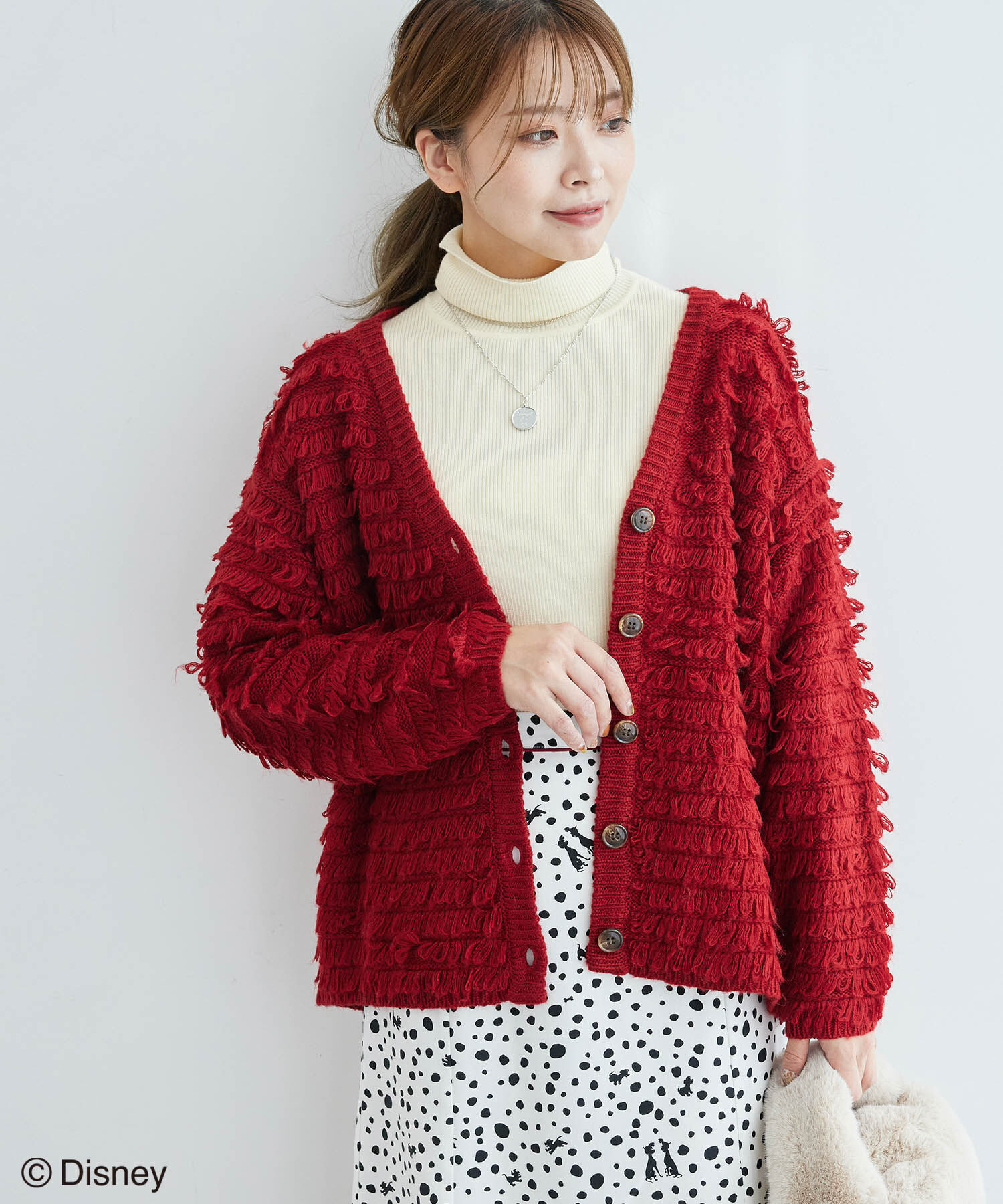 Rope&rsquo;Picnic「【101匹わんちゃん】ループニットカーディガン」|カーディガン|レッド(60)