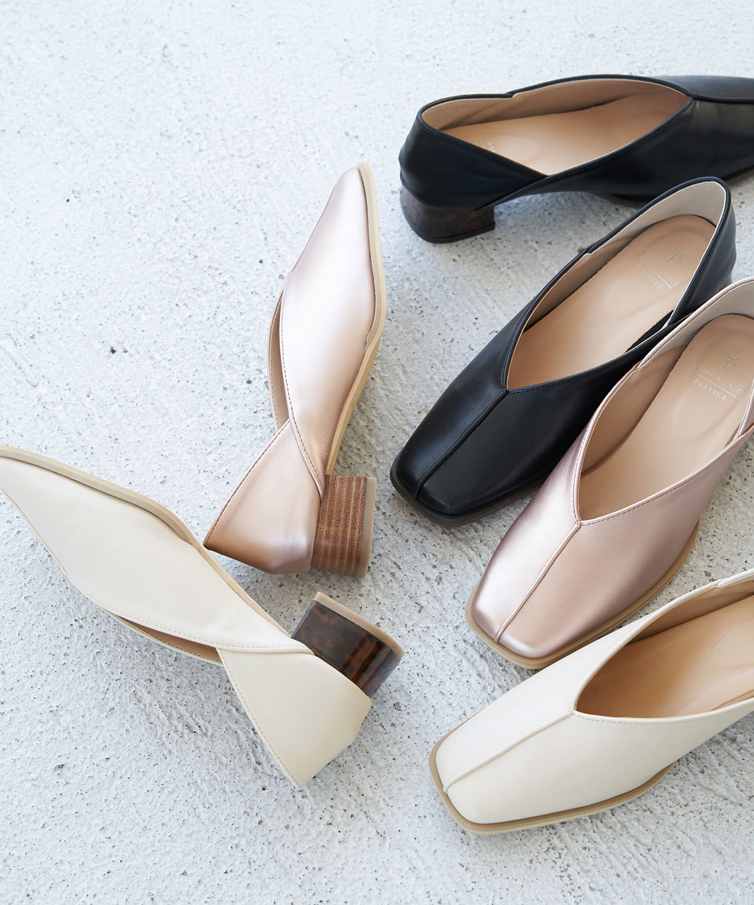 ROPE PICNIC PASSAGE「スクエアトゥセンターシーム甲深バブーシュ」|パンプス|