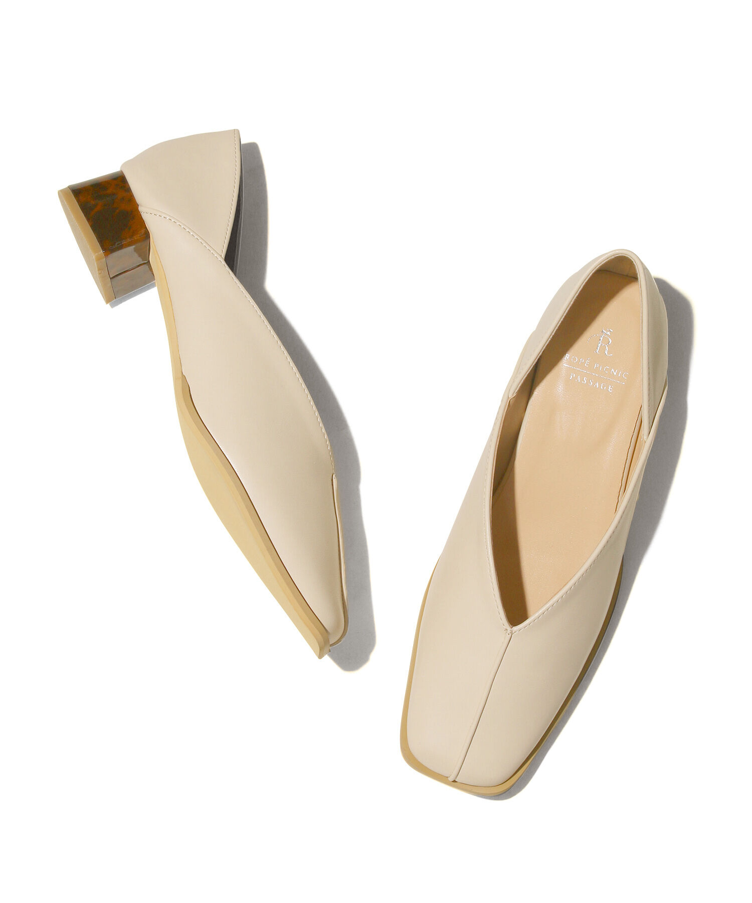 ROPE PICNIC PASSAGE「スクエアトゥセンターシーム甲深バブーシュ」|パンプス|