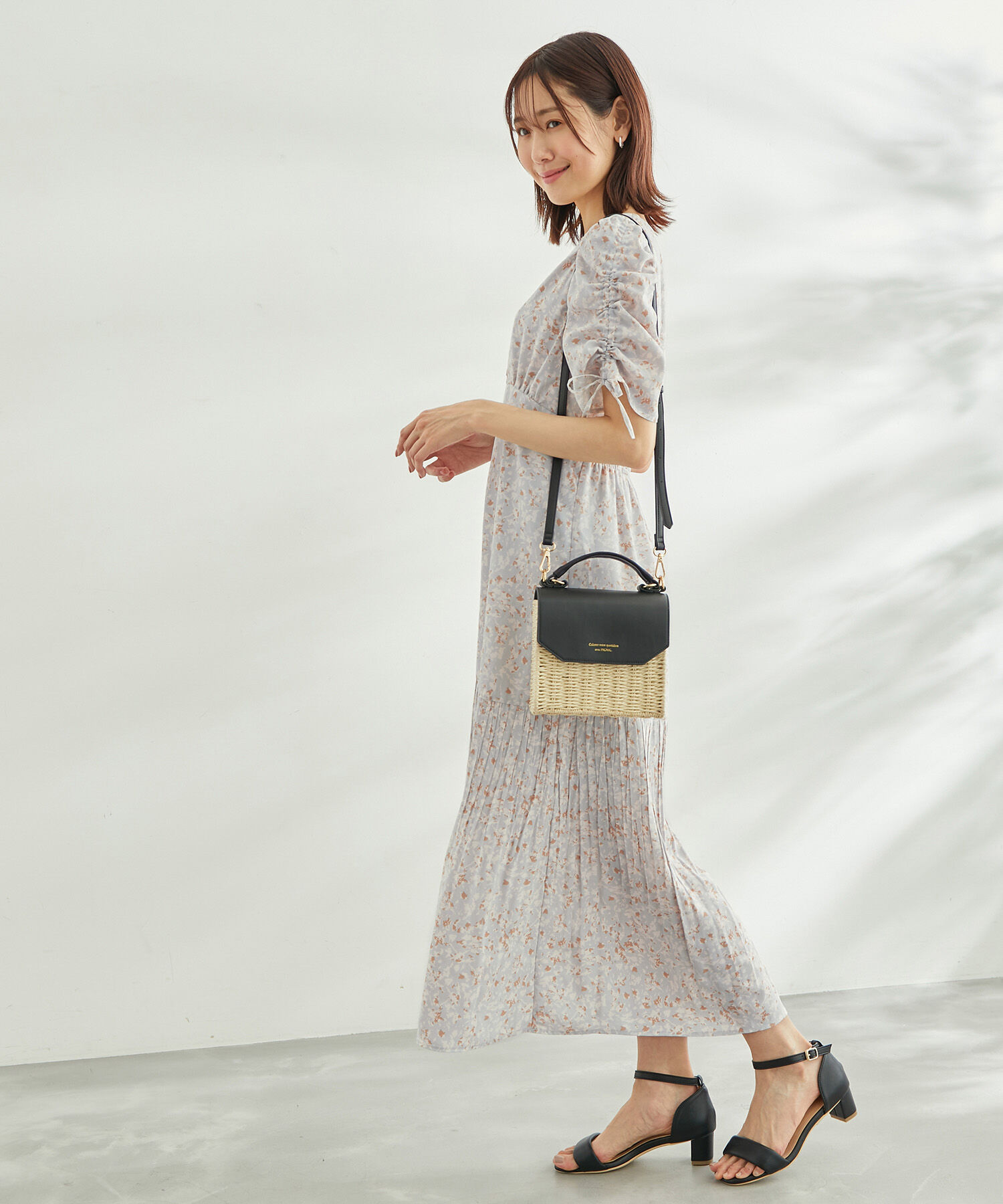 Rope&rsquo;Picnic「【WEB限定】ニュアンス柄ドロストスリーブワンピース」|ワンピース|