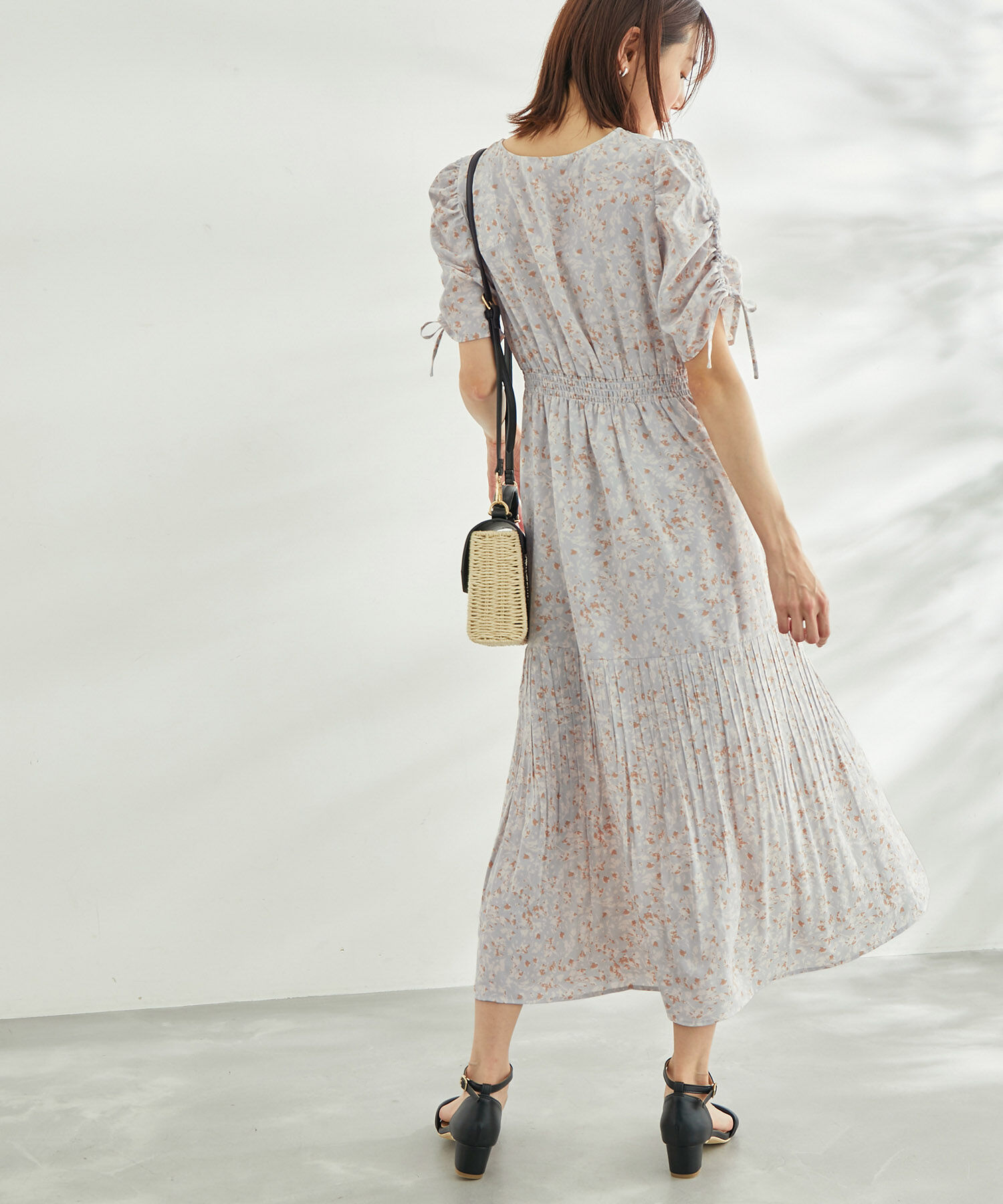 Rope&rsquo;Picnic「【WEB限定】ニュアンス柄ドロストスリーブワンピース」|ワンピース|