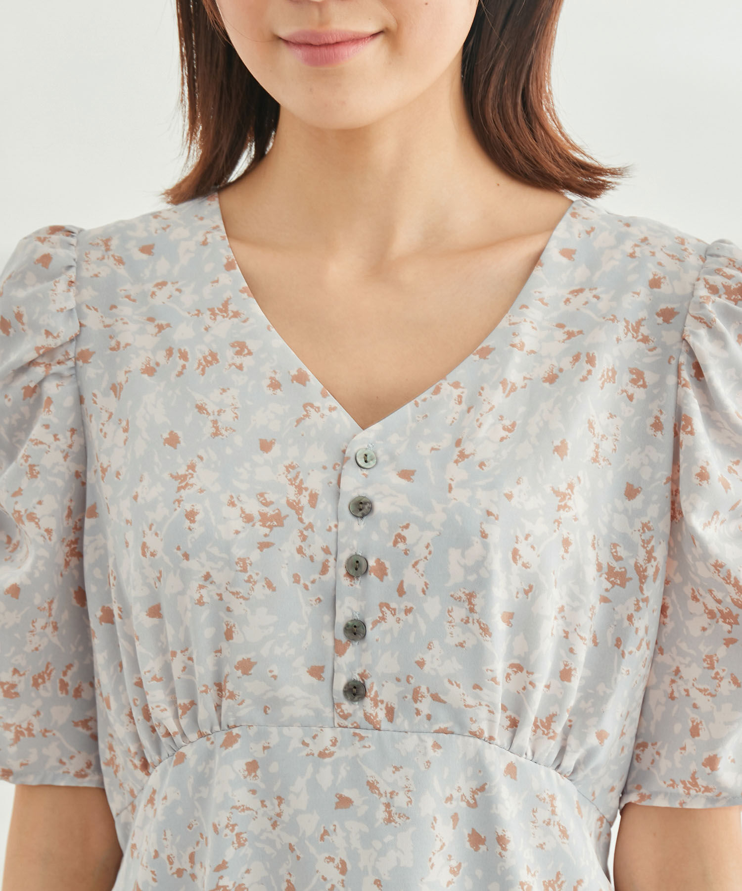 Rope&rsquo;Picnic「【WEB限定】ニュアンス柄ドロストスリーブワンピース」|ワンピース|