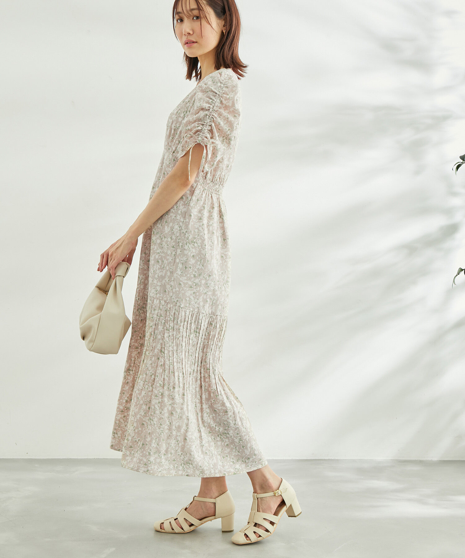 Rope&rsquo;Picnic「【WEB限定】ニュアンス柄ドロストスリーブワンピース」|ワンピース|