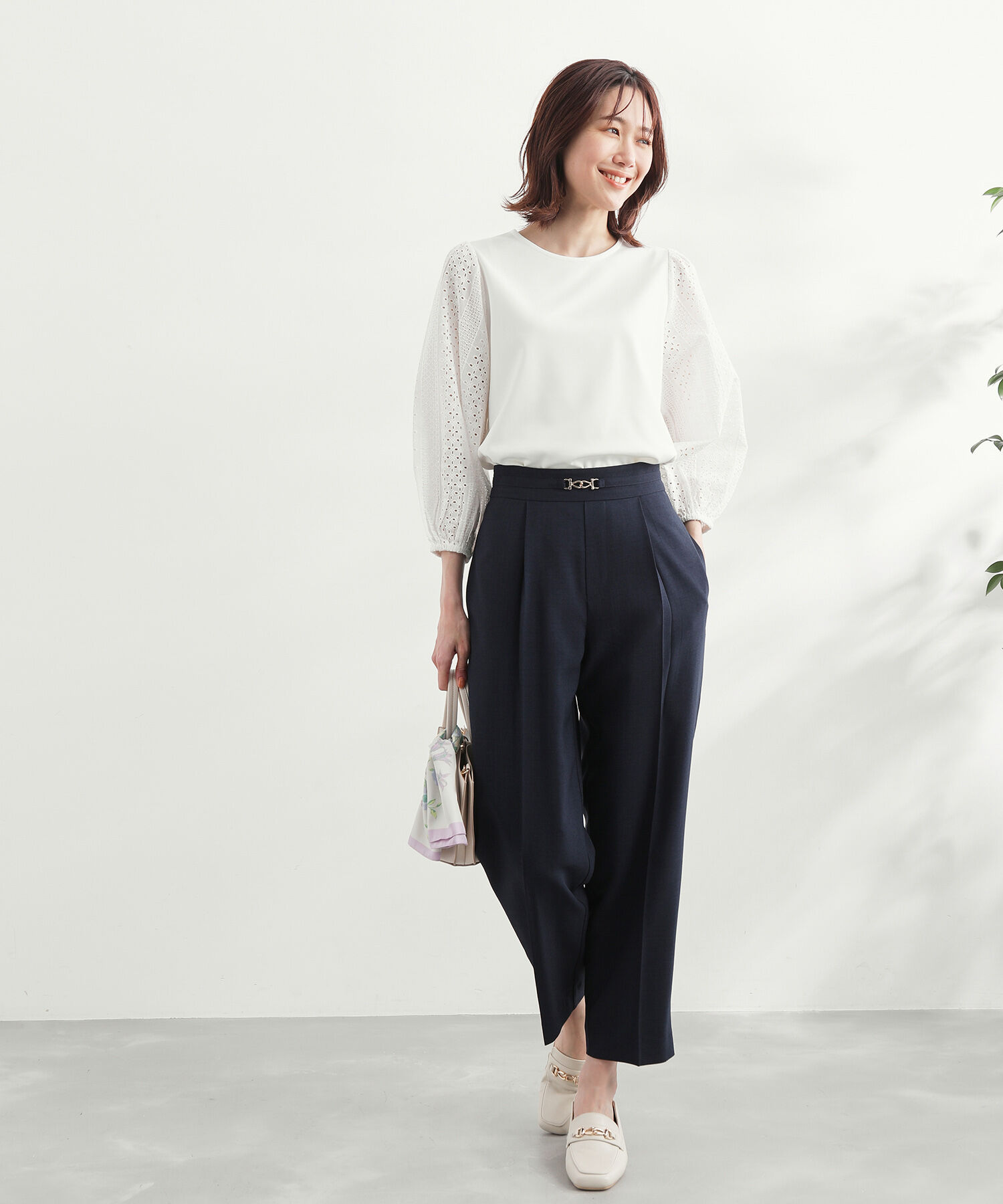 Rope&rsquo;Picnic「セットアップ対応/ビット付麻調テーパードパンツ」|その他|