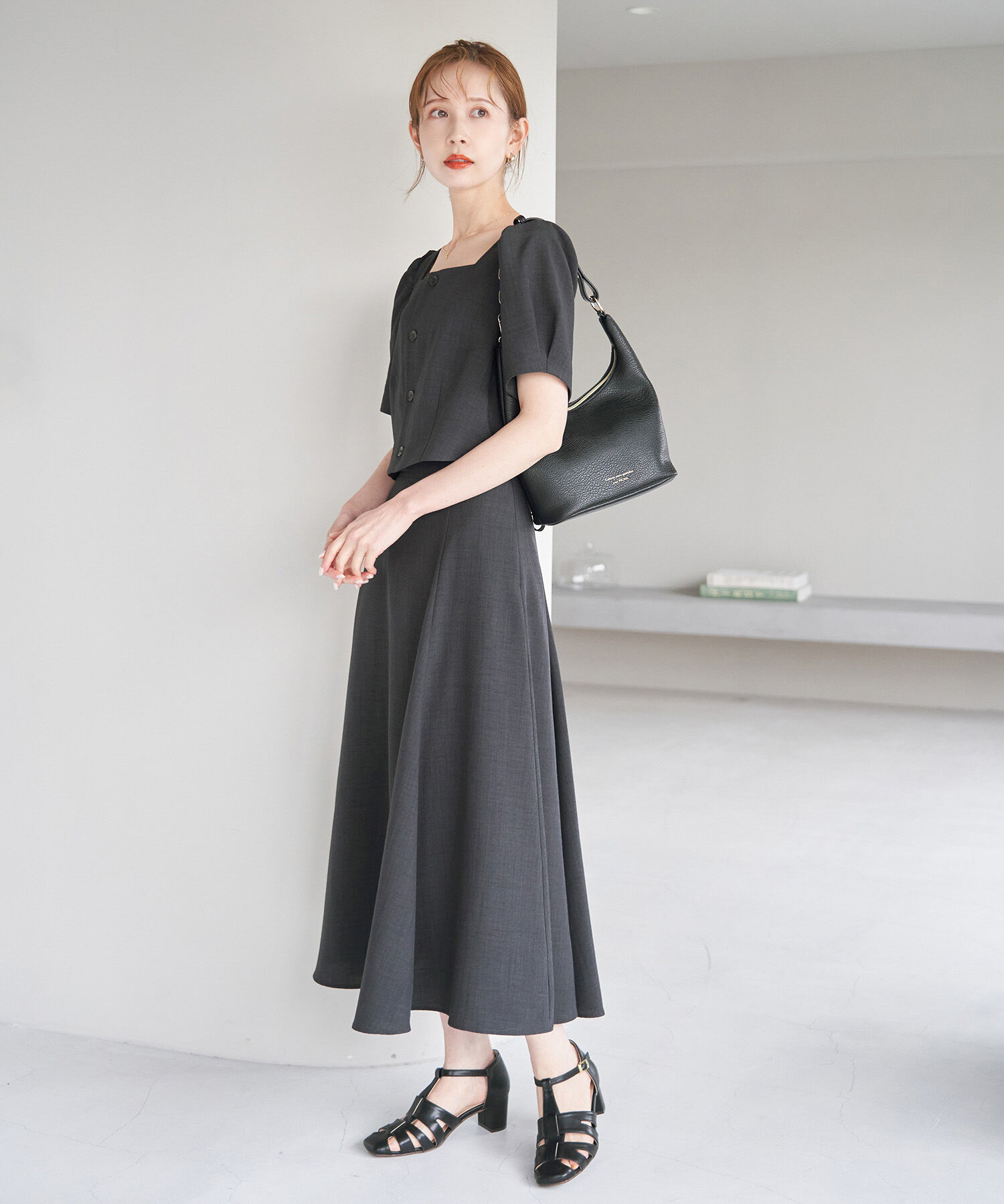 Rope&rsquo;Picnic「セットアップ対応/リンクコーデ/麻調バックレースアップフレアスカート」|スカート|