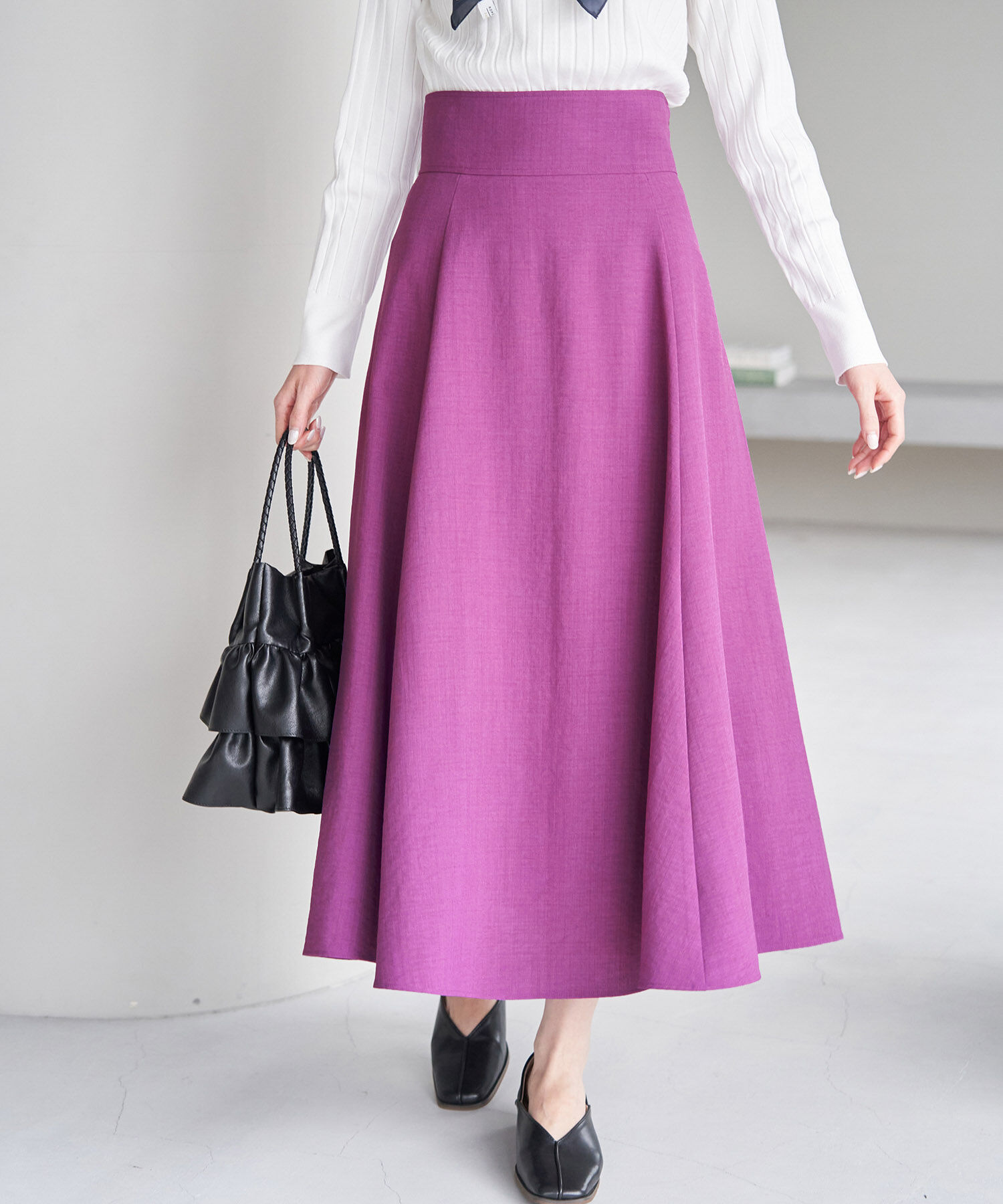 Rope&rsquo;Picnic「セットアップ対応/リンクコーデ/麻調バックレースアップフレアスカート」|スカート|