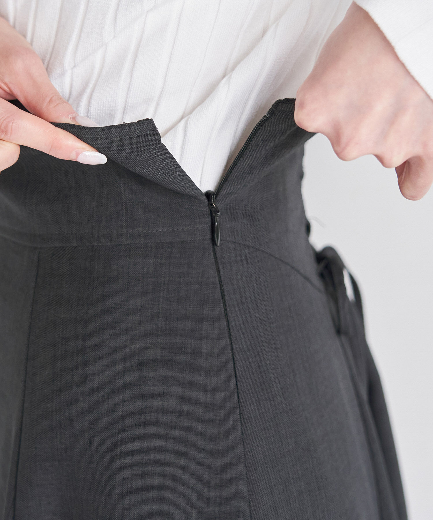 Rope&rsquo;Picnic「セットアップ対応/リンクコーデ/麻調バックレースアップフレアスカート」|スカート|