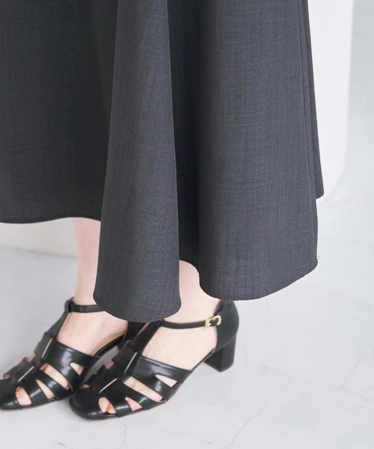 Rope&rsquo;Picnic「セットアップ対応/リンクコーデ/麻調バックレースアップフレアスカート」|スカート|