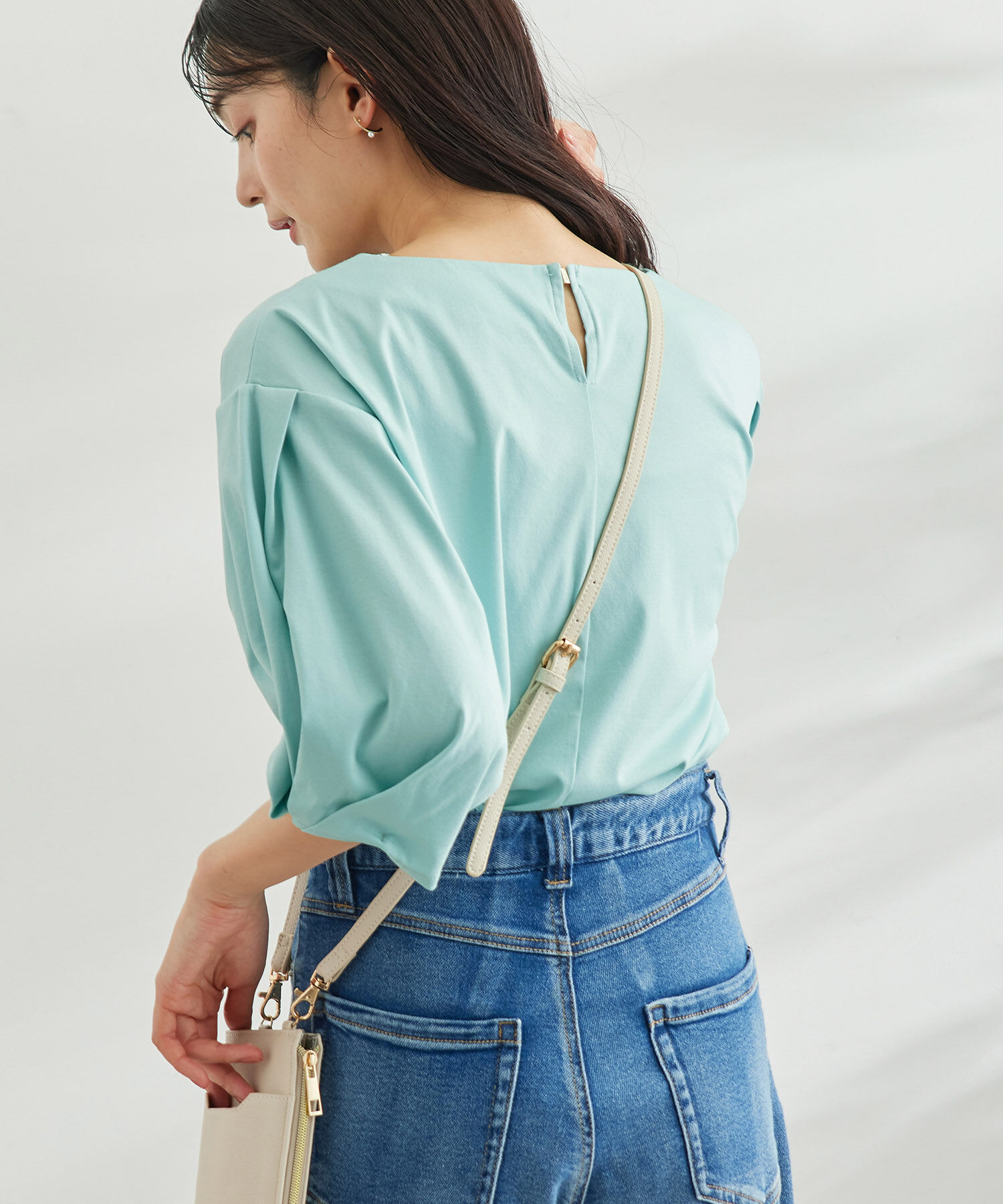 Rope&rsquo;Picnic「メタルパーツシルケットトップス」|Tシャツ・カットソー|ライトグリーン(33)