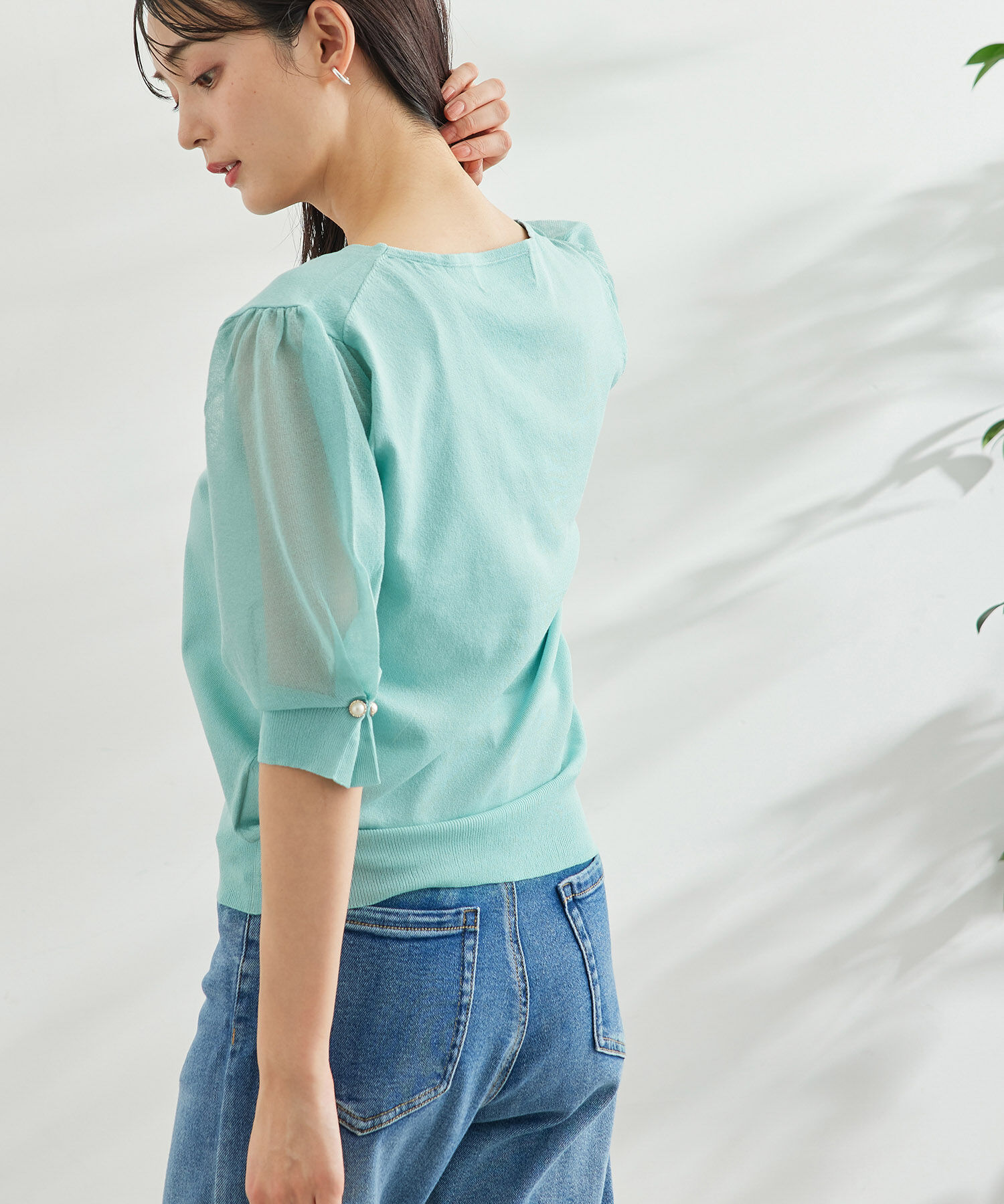 Rope&rsquo;Picnic「袖シアーニットプルオーバー」|ニット・セーター|