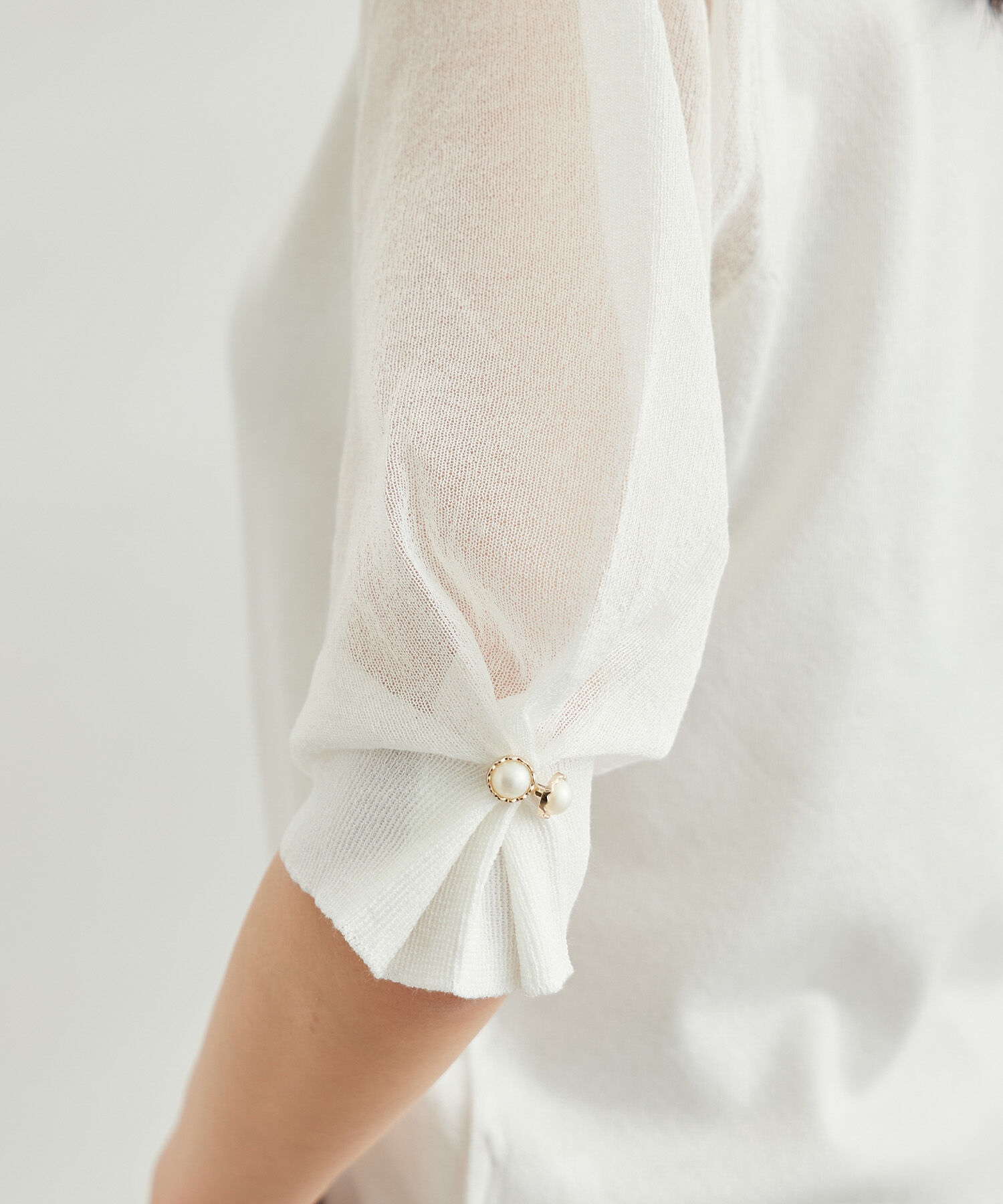 Rope&rsquo;Picnic「袖シアーニットプルオーバー」|ニット・セーター|