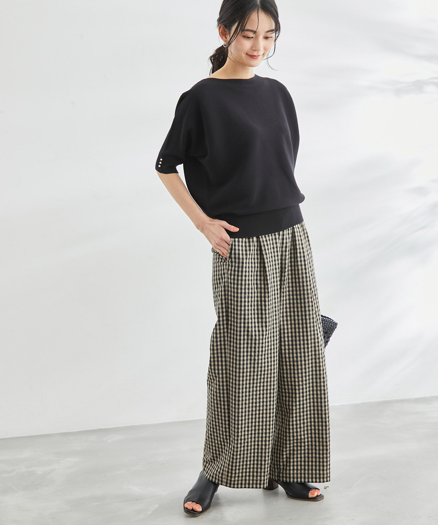 Rope&rsquo;Picnic「ハーフスリーブパールドルマンニット」|ニット・セーター|