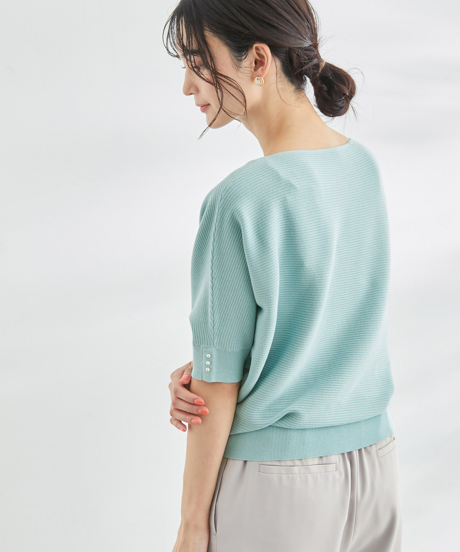 Rope&rsquo;Picnic「ハーフスリーブパールドルマンニット」|ニット・セーター|