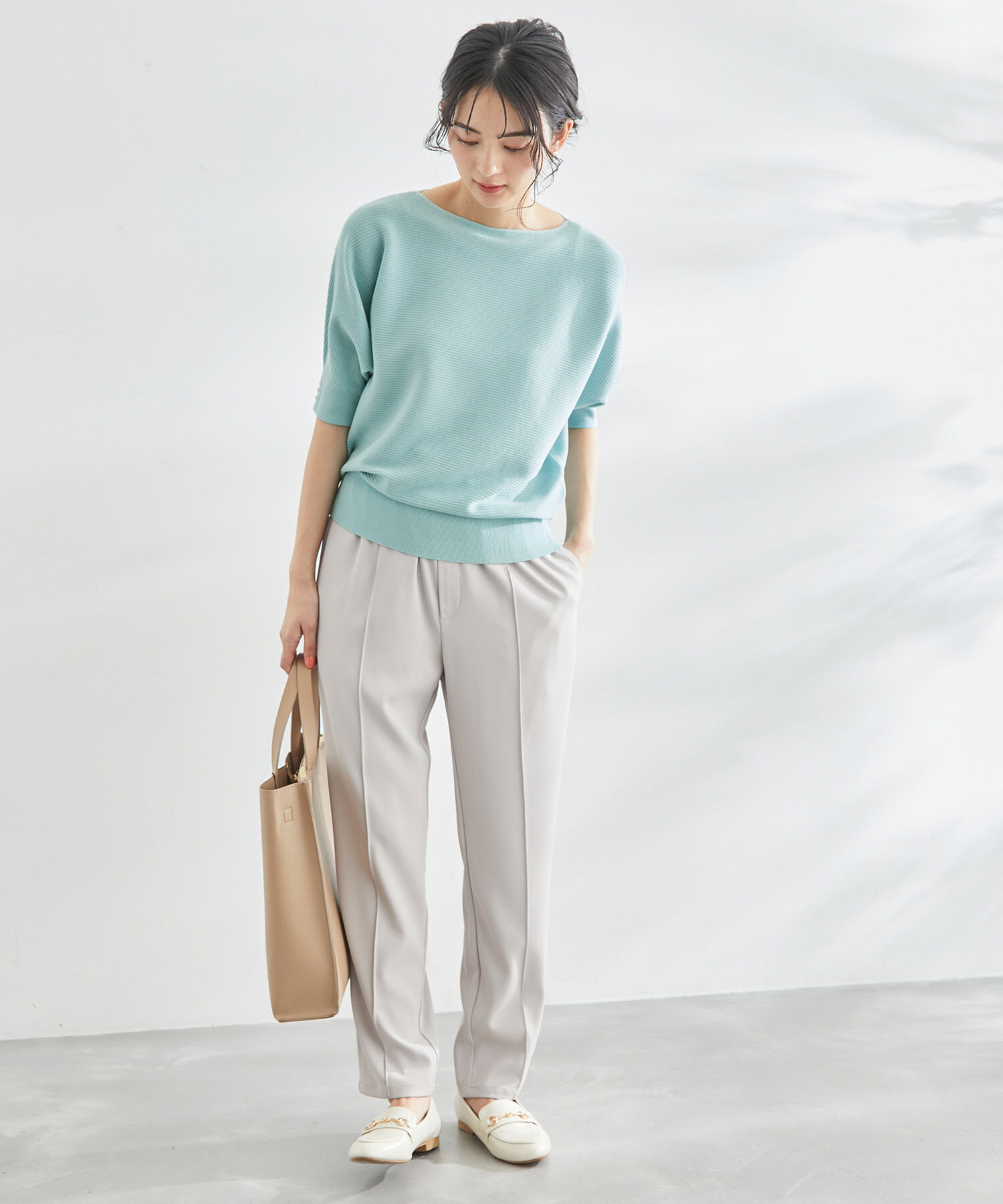 Rope&rsquo;Picnic「ハーフスリーブパールドルマンニット」|ニット・セーター|