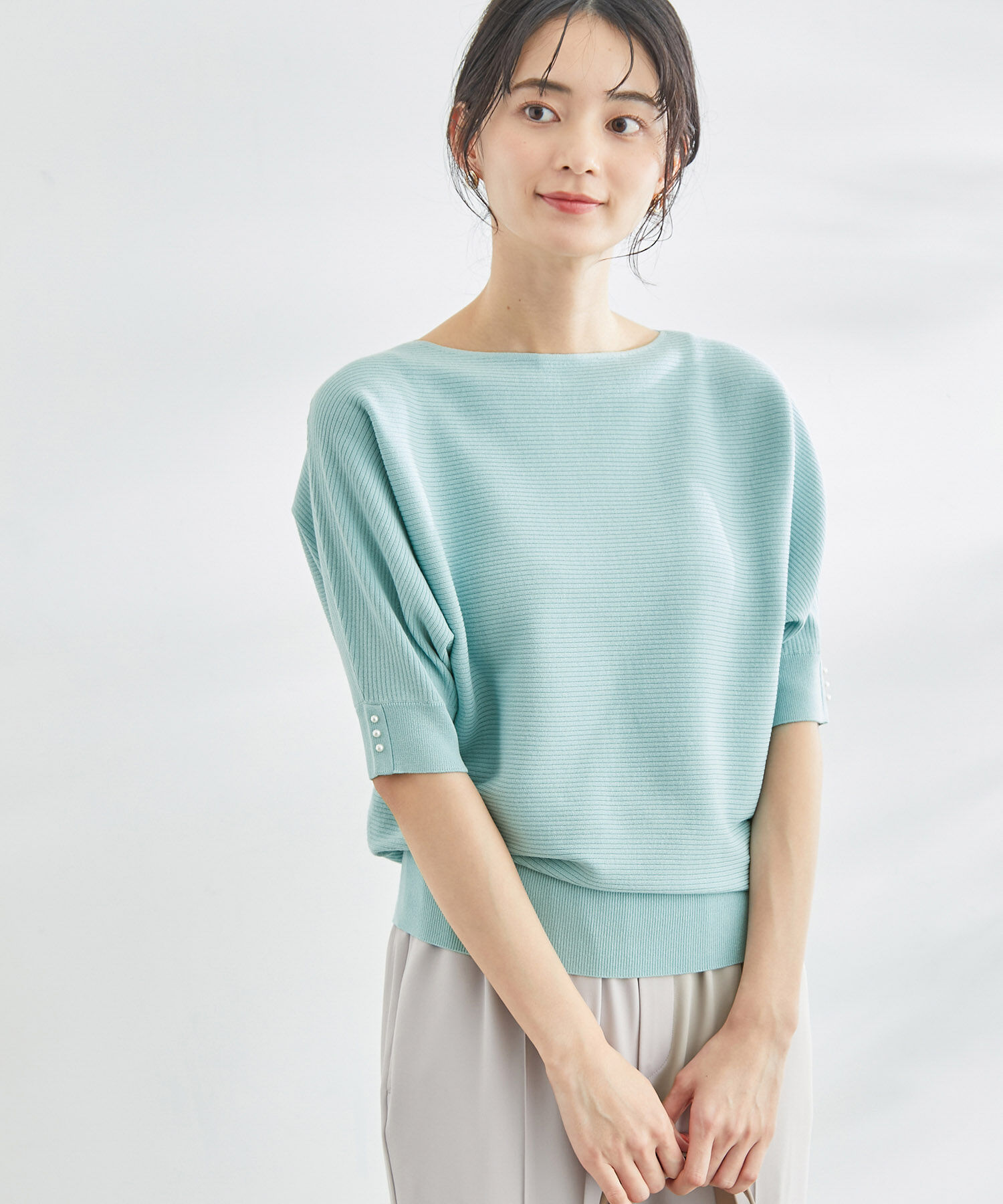 Rope&rsquo;Picnic「ハーフスリーブパールドルマンニット」|ニット・セーター|