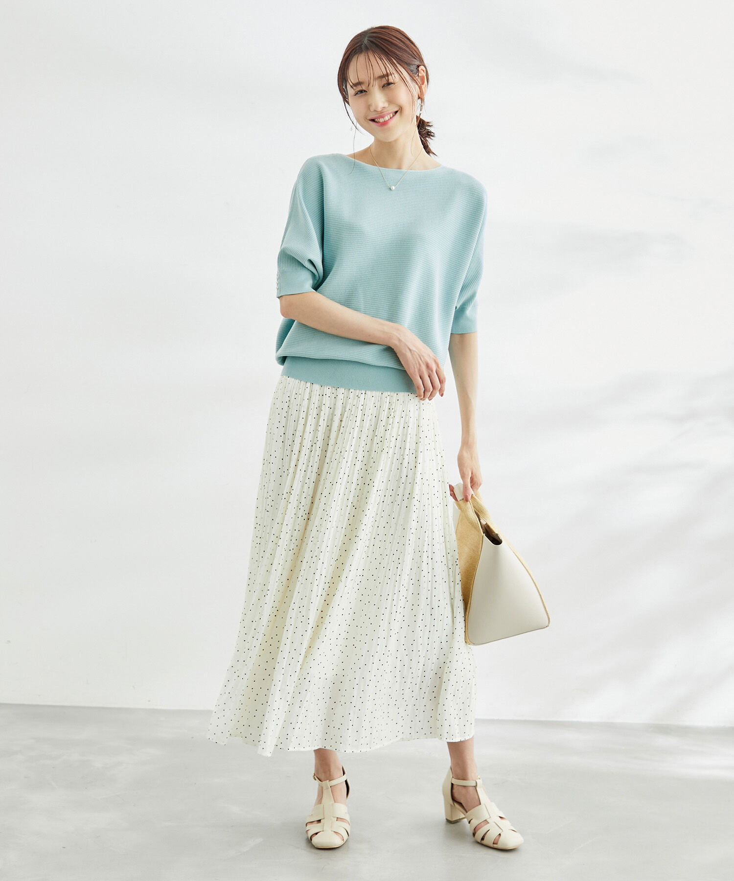 Rope&rsquo;Picnic「ハーフスリーブパールドルマンニット」|ニット・セーター|