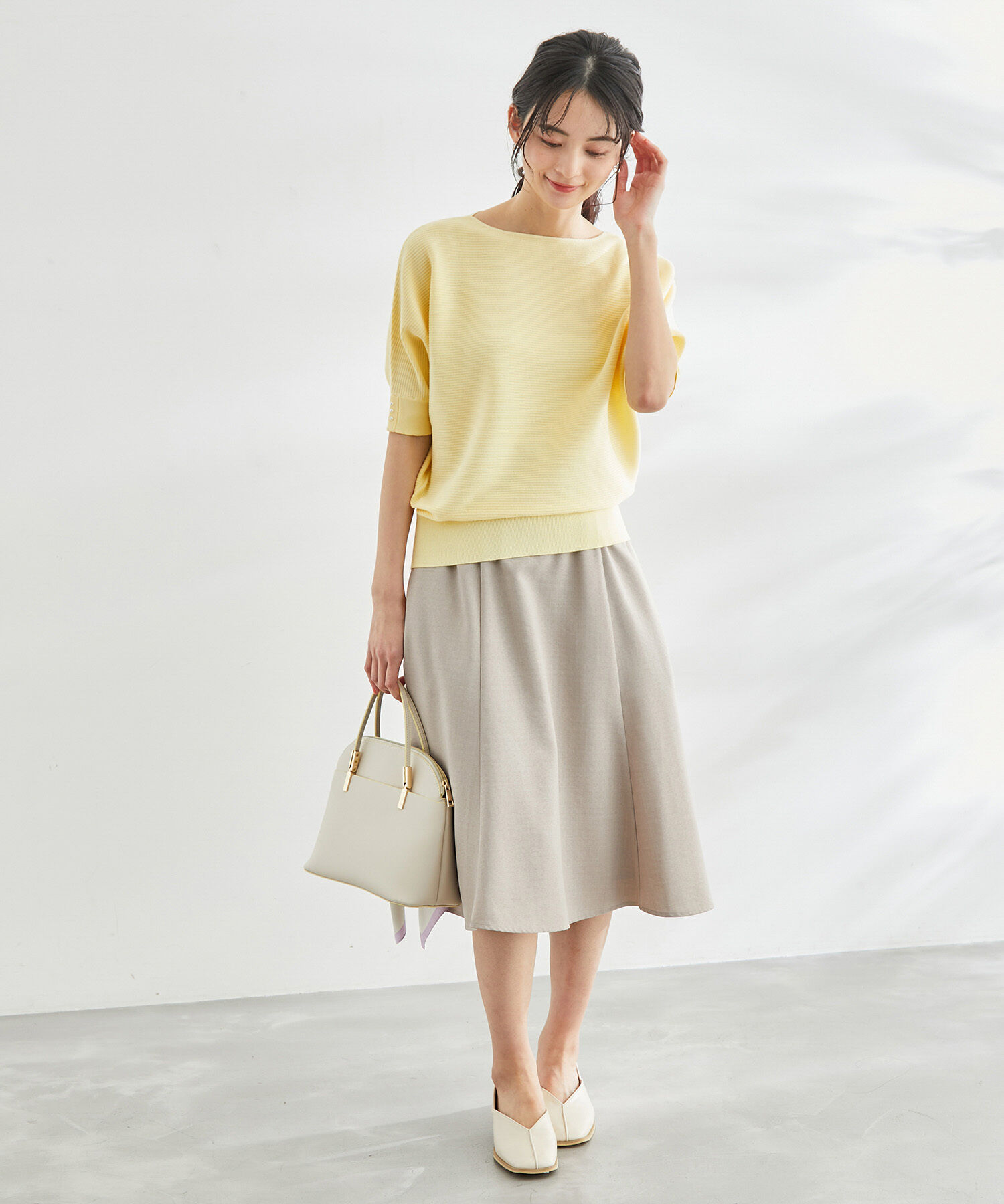 Rope&rsquo;Picnic「ハーフスリーブパールドルマンニット」|ニット・セーター|