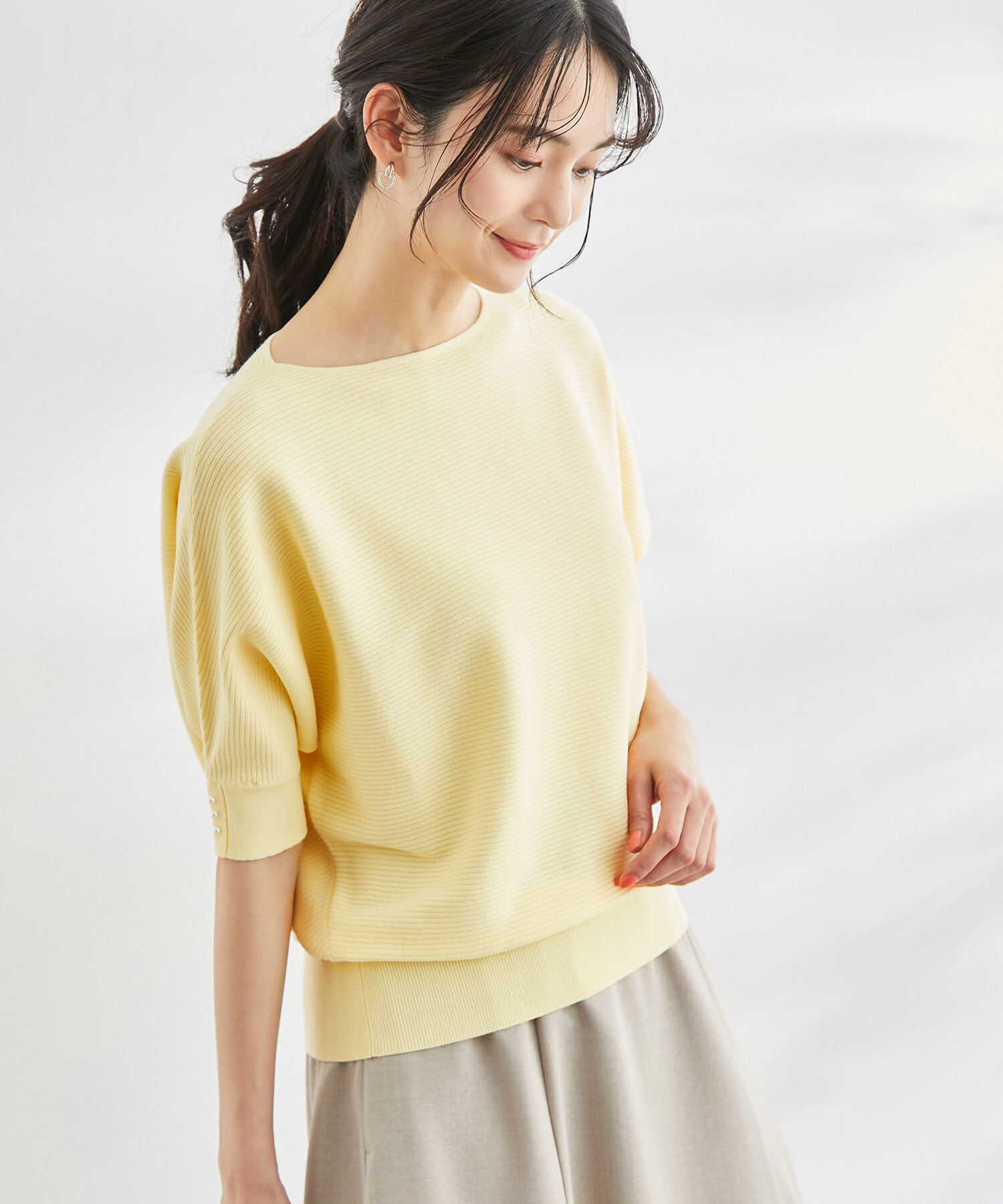 Rope&rsquo;Picnic「ハーフスリーブパールドルマンニット」|ニット・セーター|