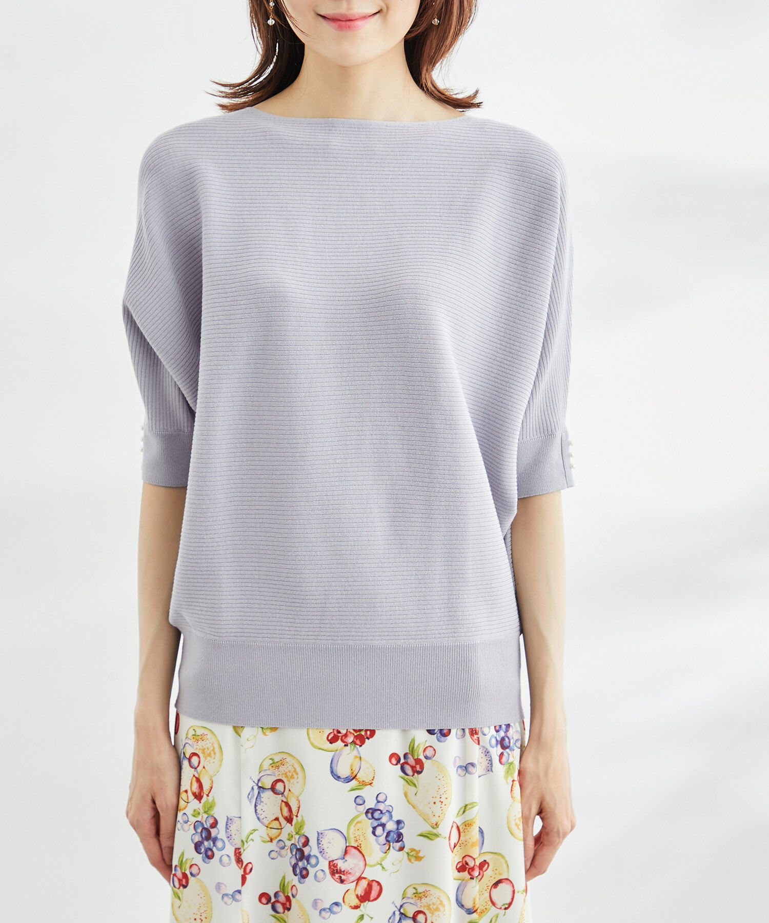 Rope&rsquo;Picnic「ハーフスリーブパールドルマンニット」|ニット・セーター|