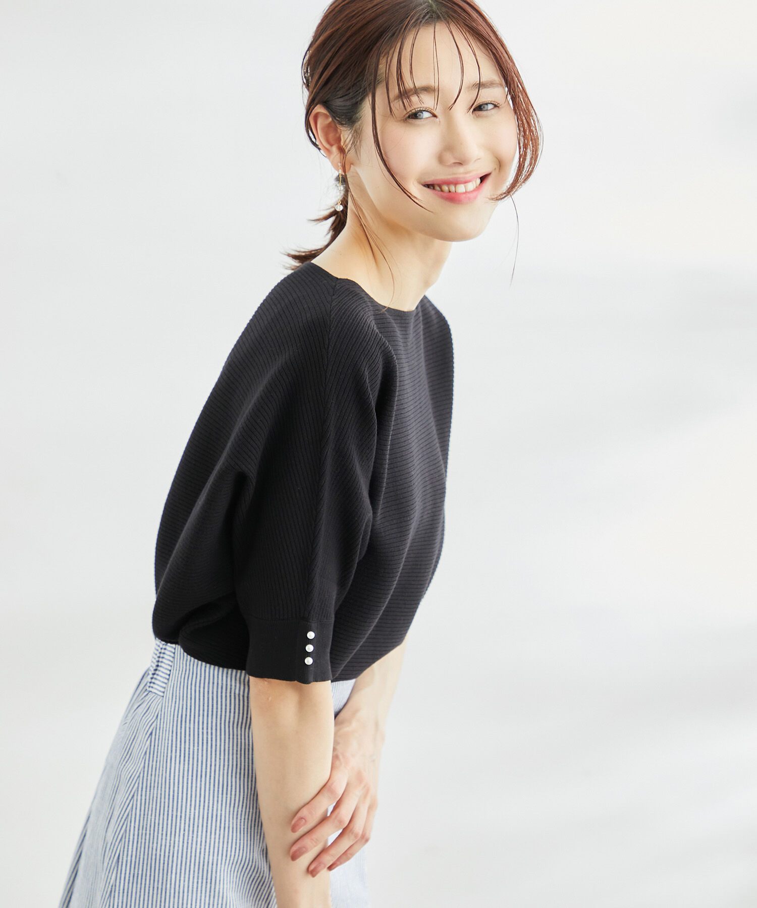 Rope&rsquo;Picnic「ハーフスリーブパールドルマンニット」|ニット・セーター|