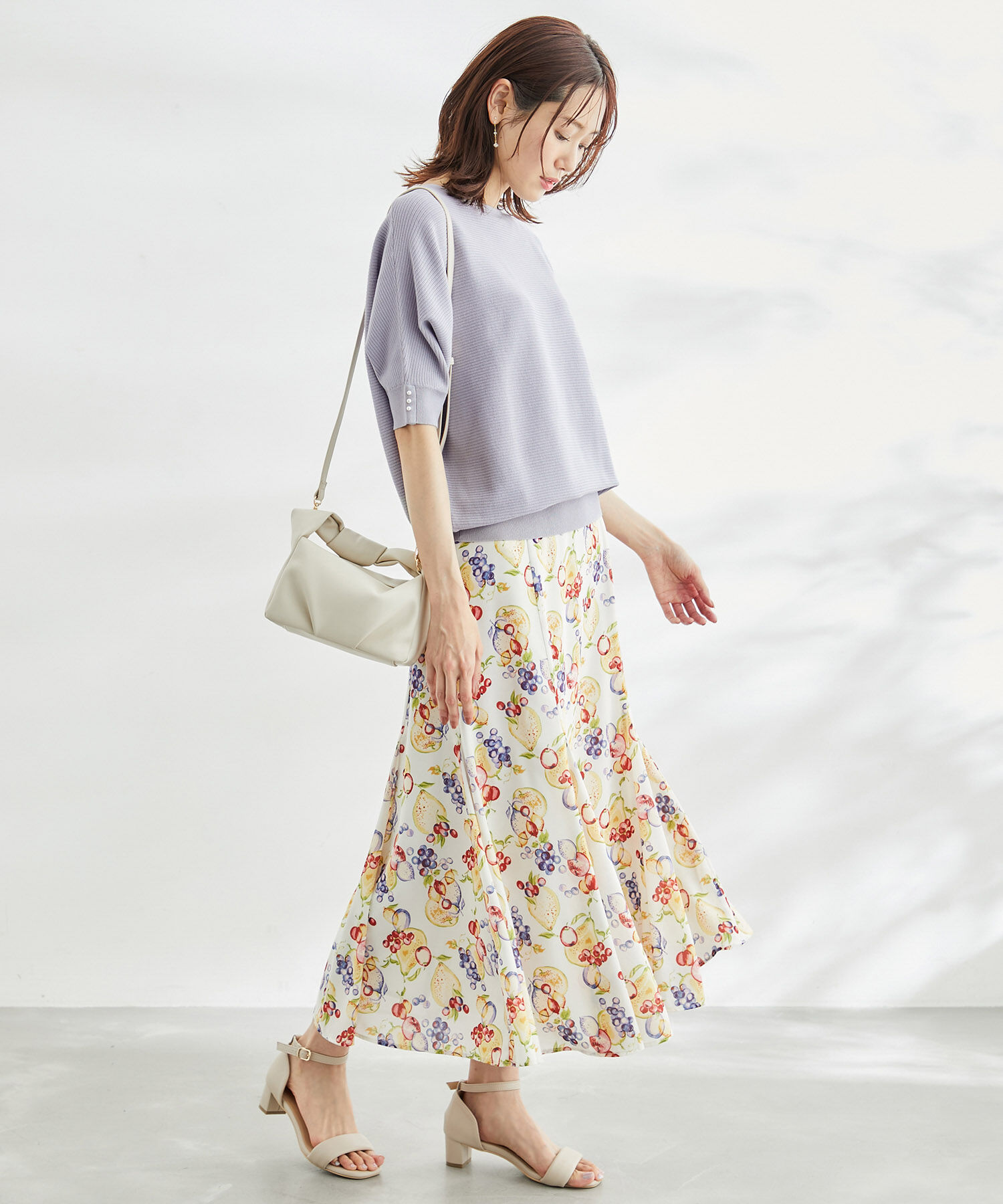 Rope&rsquo;Picnic「ハーフスリーブパールドルマンニット」|ニット・セーター|