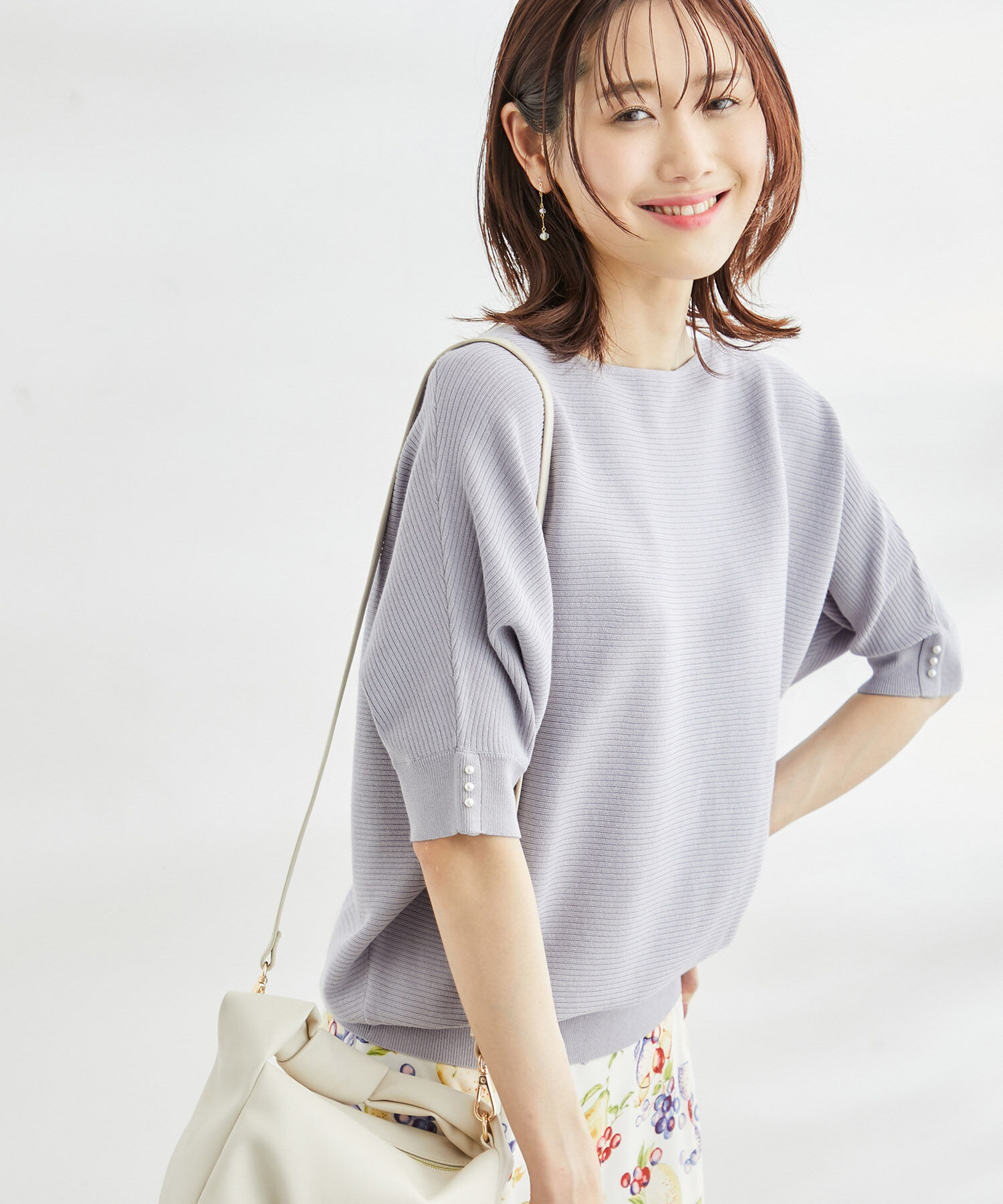 Rope&rsquo;Picnic「ハーフスリーブパールドルマンニット」|ニット・セーター|