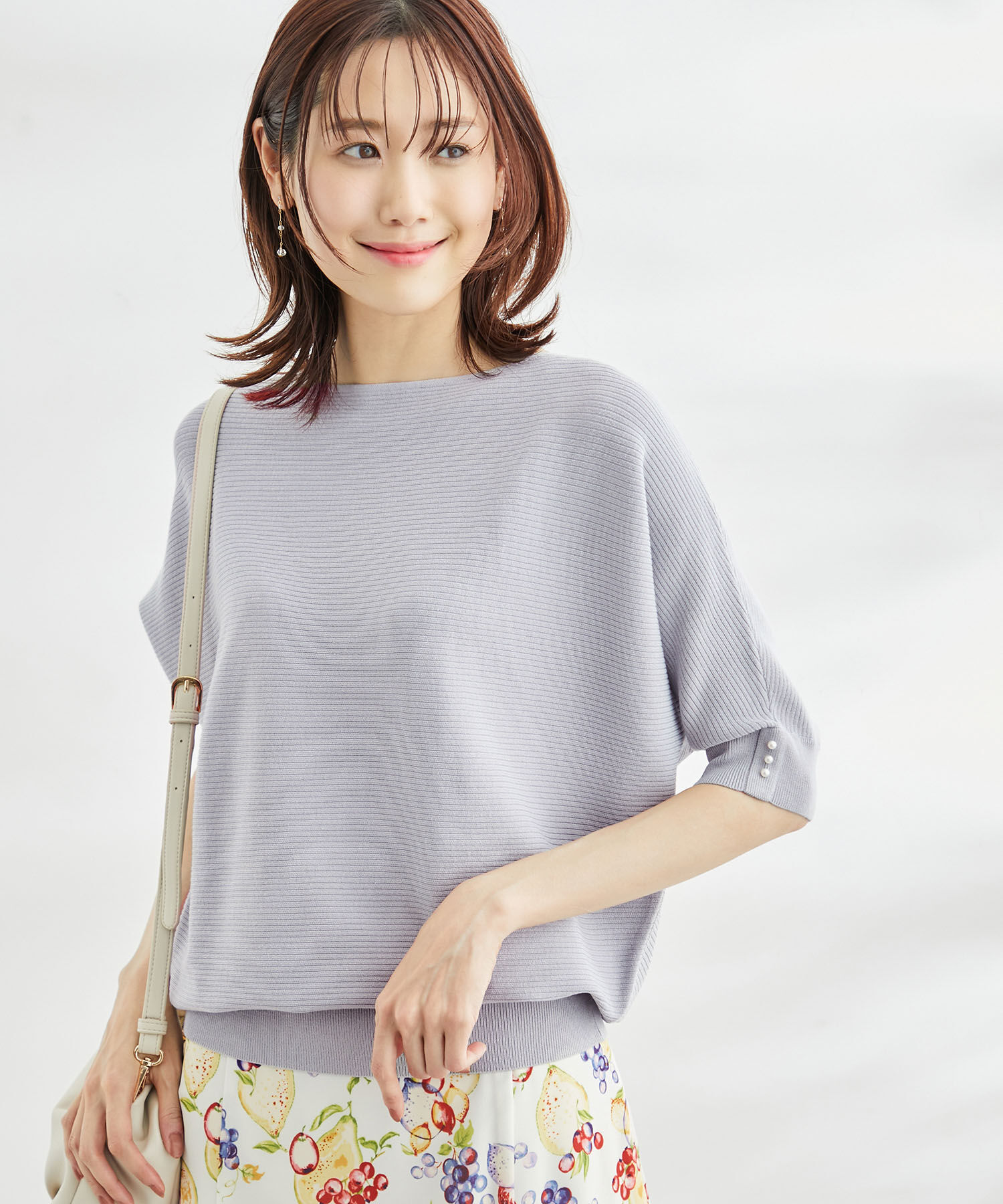 Rope&rsquo;Picnic「ハーフスリーブパールドルマンニット」|ニット・セーター|