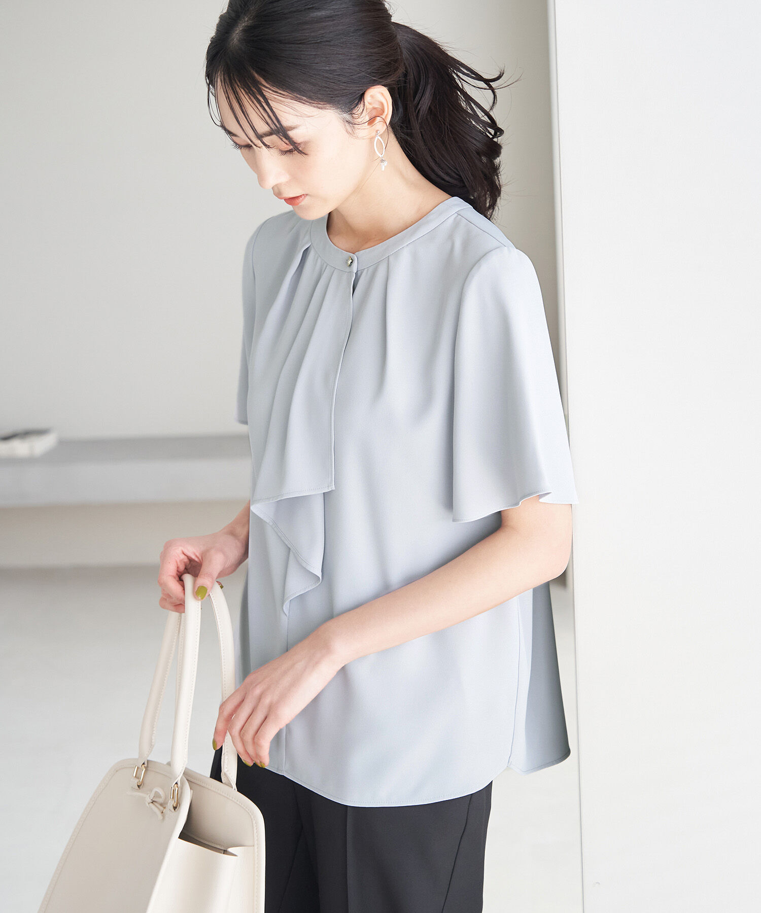 Rope&rsquo;Picnic「ボウタイフウタックハーフスリーブブラウス」|シャツ・ブラウス|