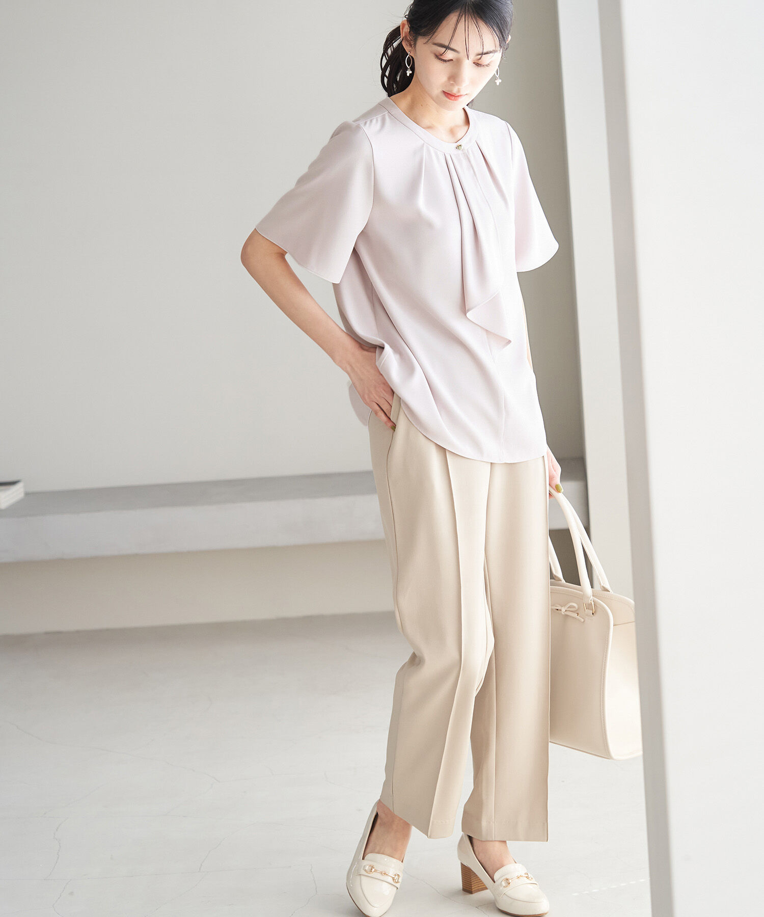 Rope&rsquo;Picnic「ボウタイフウタックハーフスリーブブラウス」|シャツ・ブラウス|