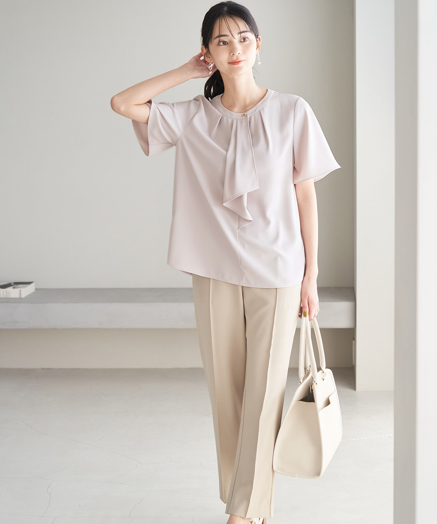 Rope&rsquo;Picnic「ボウタイフウタックハーフスリーブブラウス」|シャツ・ブラウス|