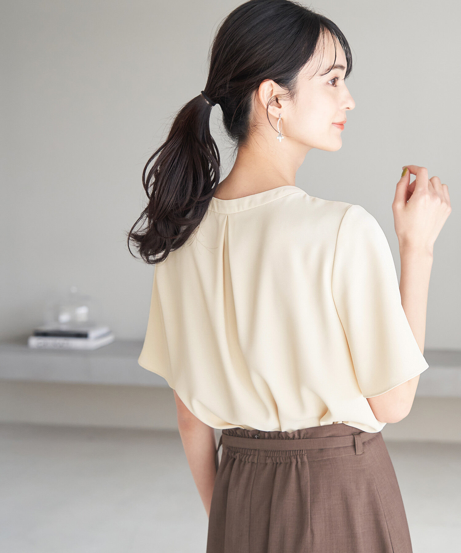 Rope&rsquo;Picnic「ボウタイフウタックハーフスリーブブラウス」|シャツ・ブラウス|