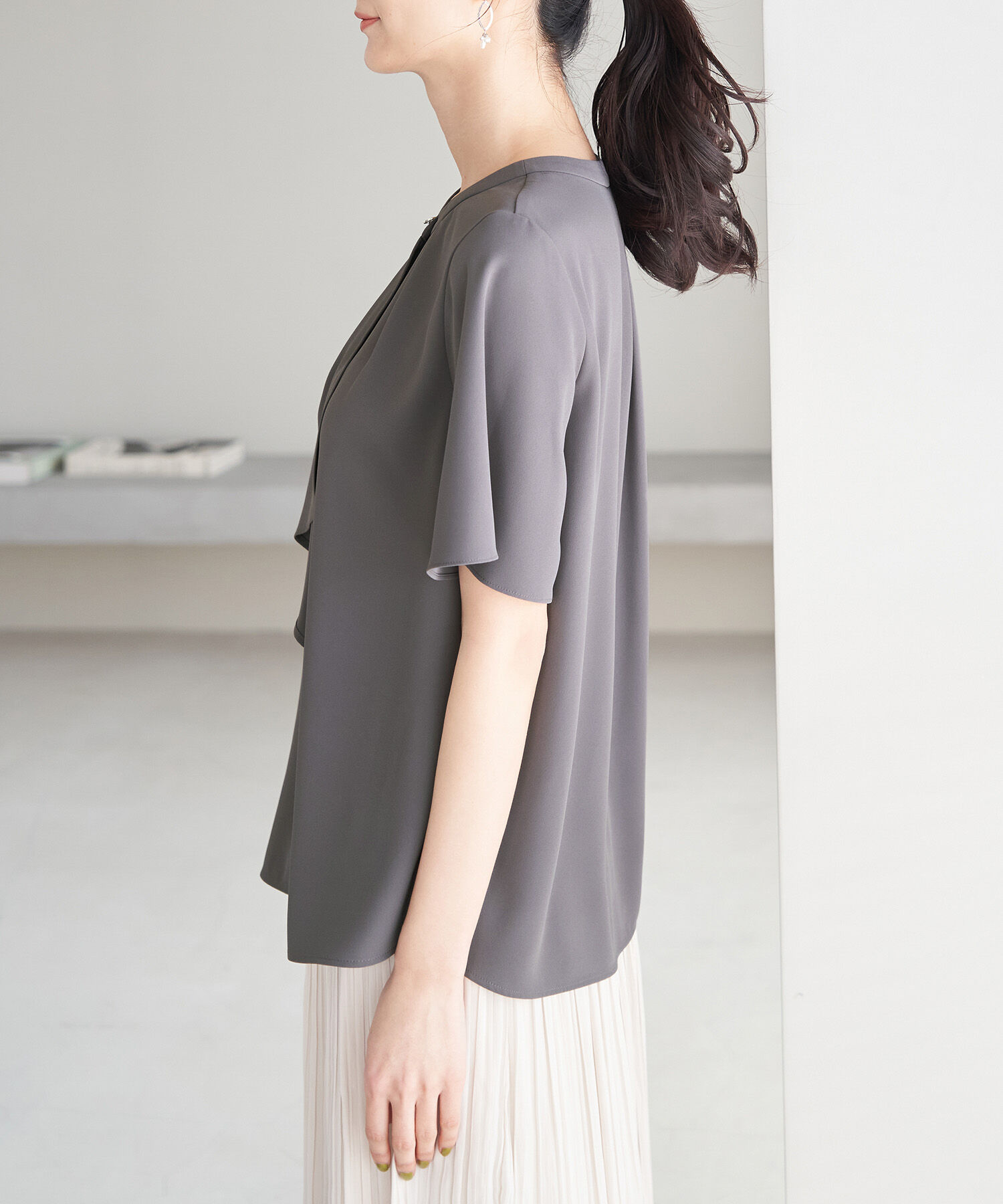 Rope&rsquo;Picnic「ボウタイフウタックハーフスリーブブラウス」|シャツ・ブラウス|