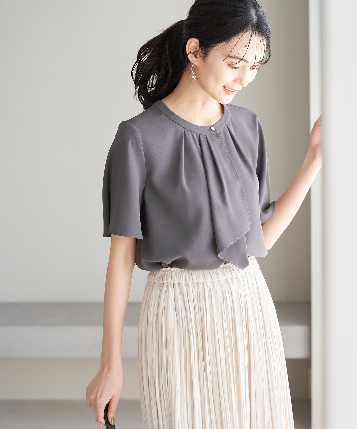 Rope&rsquo;Picnic「ボウタイフウタックハーフスリーブブラウス」|シャツ・ブラウス|