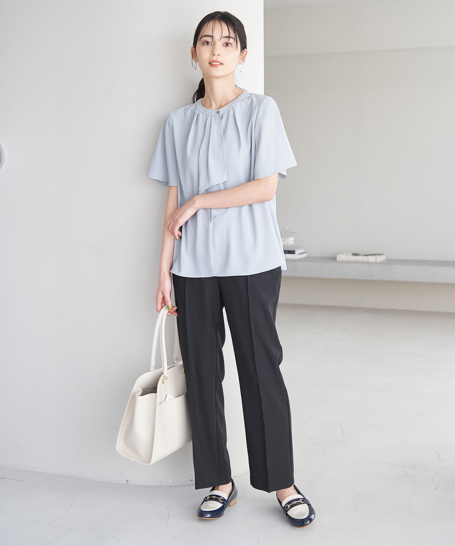 Rope&rsquo;Picnic「ボウタイフウタックハーフスリーブブラウス」|シャツ・ブラウス|