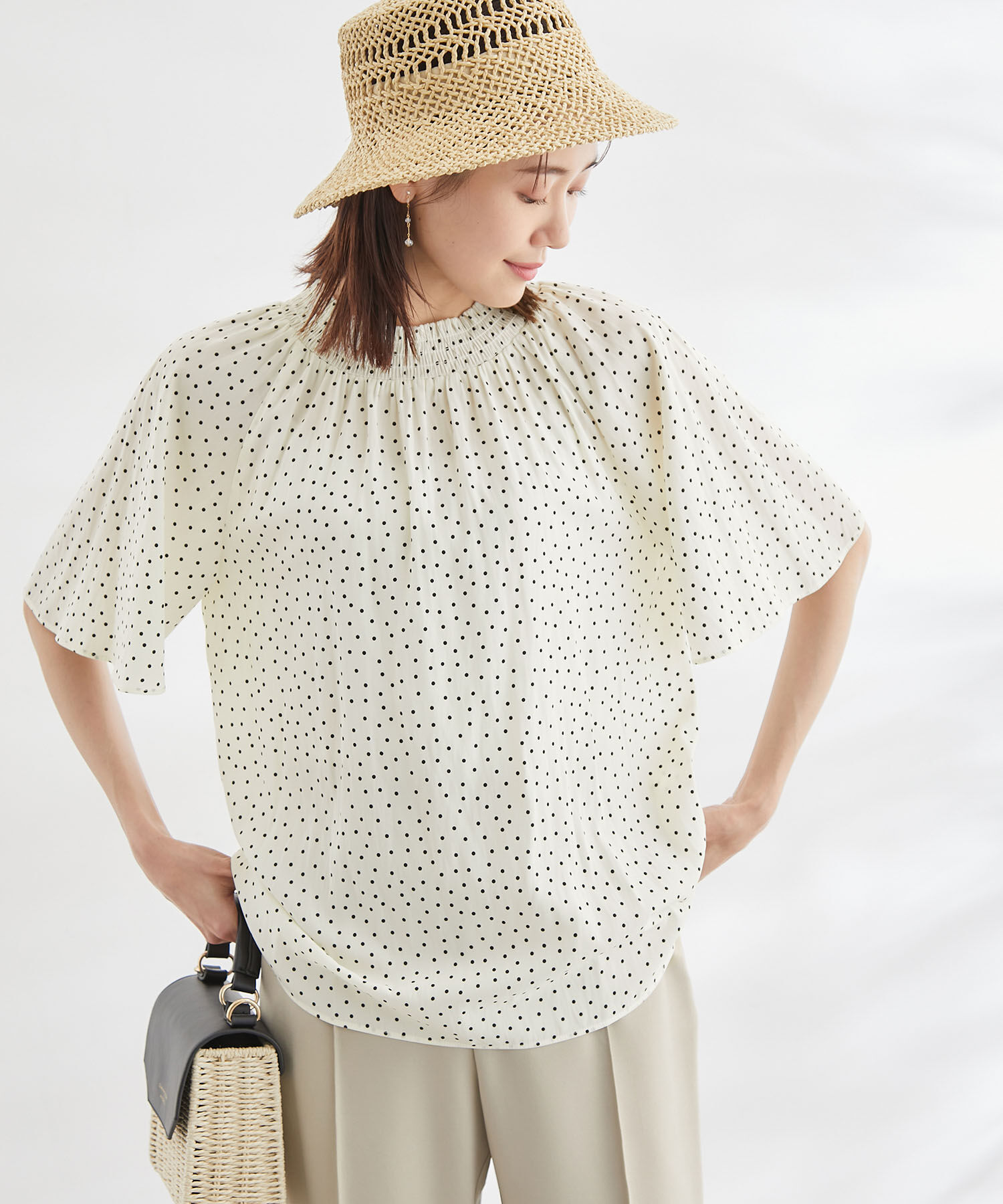 Rope&rsquo;Picnic「洗える/シャーリングフリルフレアスリーブ」|シャツ・ブラウス|