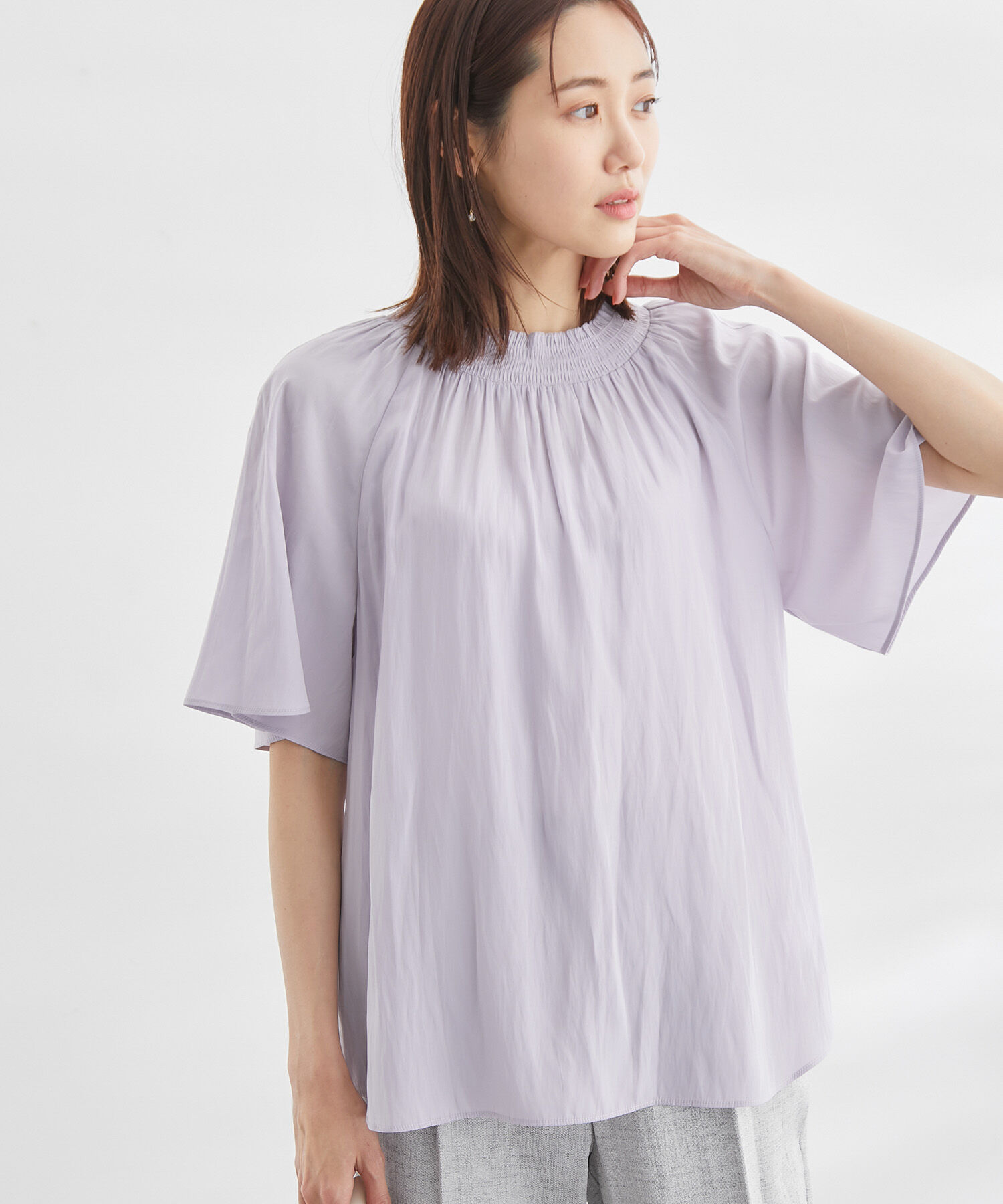 Rope&rsquo;Picnic「洗える/シャーリングフリルフレアスリーブ」|シャツ・ブラウス|