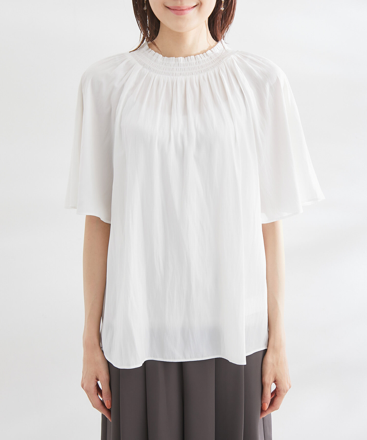 Rope&rsquo;Picnic「洗える/シャーリングフリルフレアスリーブ」|シャツ・ブラウス|