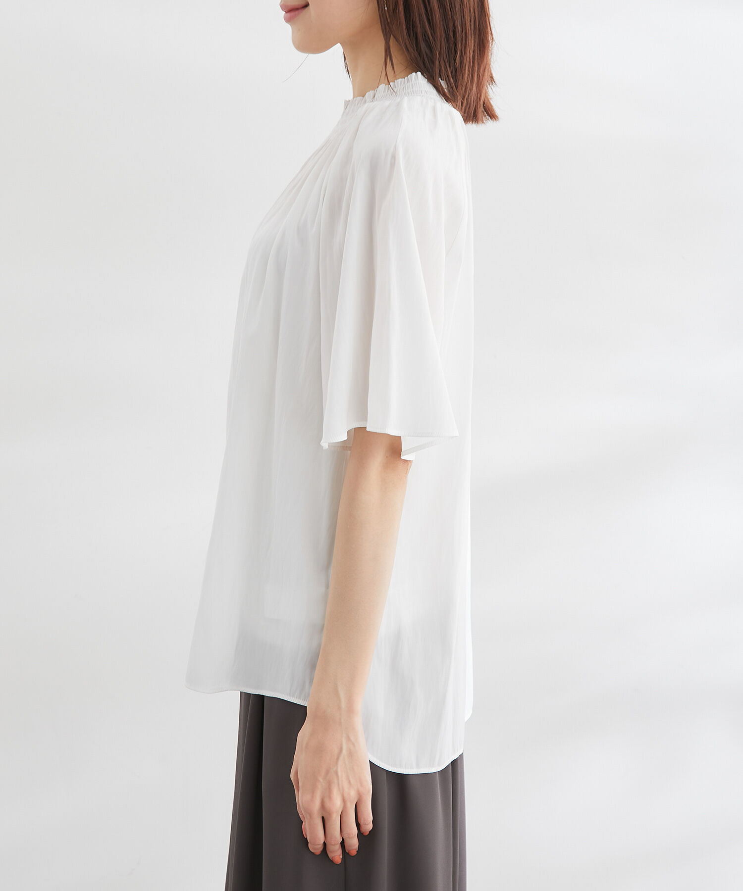 Rope&rsquo;Picnic「洗える/シャーリングフリルフレアスリーブ」|シャツ・ブラウス|