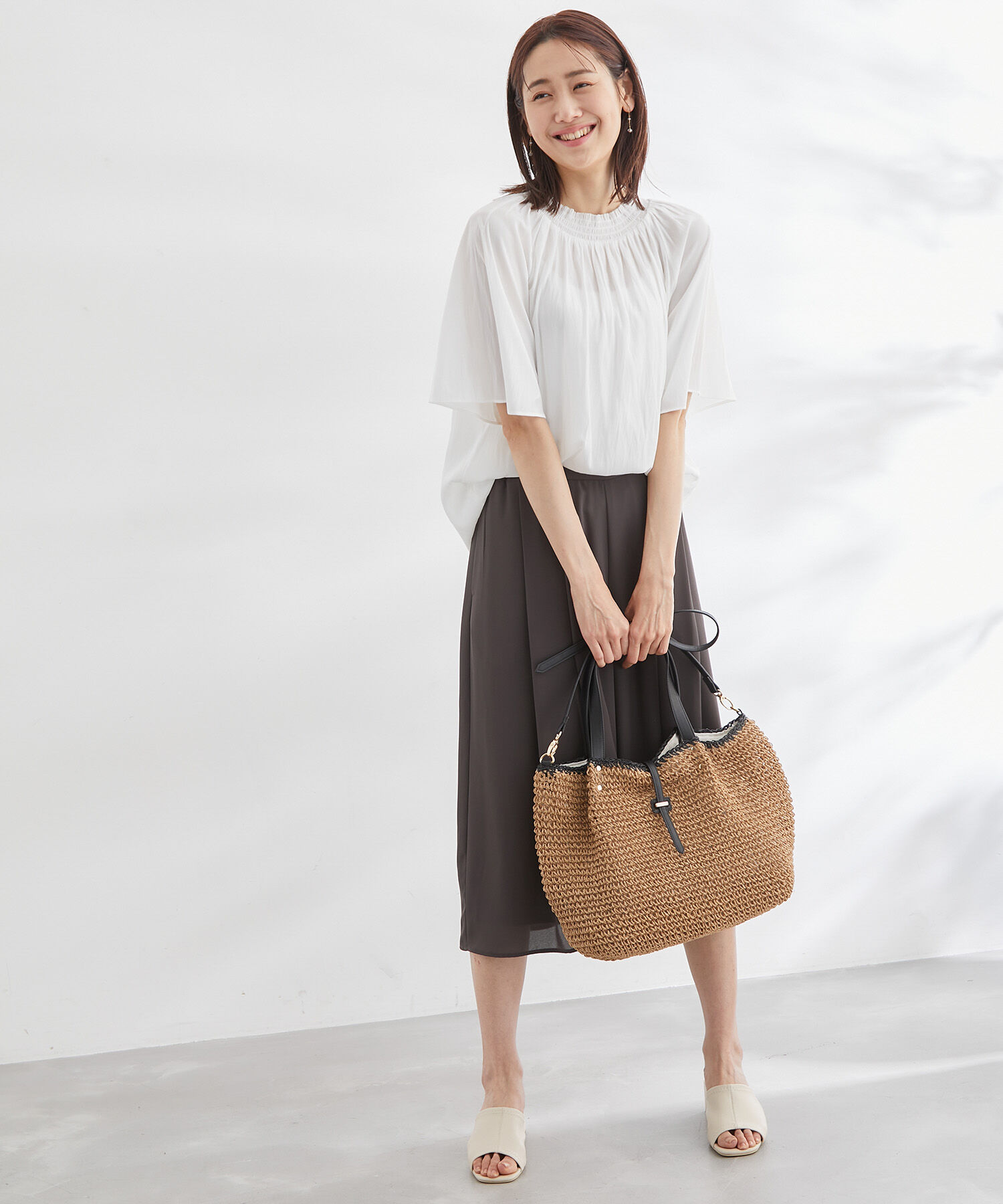 Rope&rsquo;Picnic「洗える/シャーリングフリルフレアスリーブ」|シャツ・ブラウス|