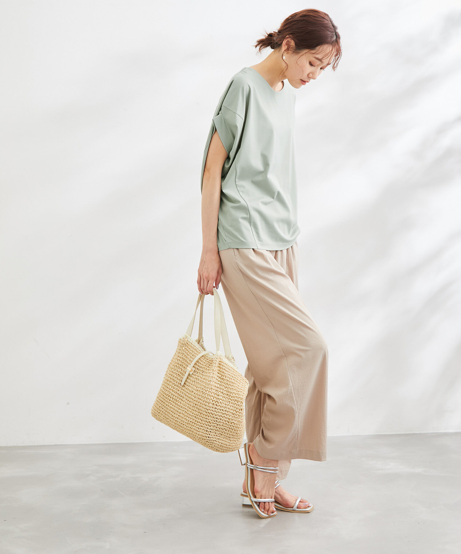 Rope&rsquo;Picnic「洗える/ゴールドパーツバンザイスリーブカットソー」|Tシャツ・カットソー|