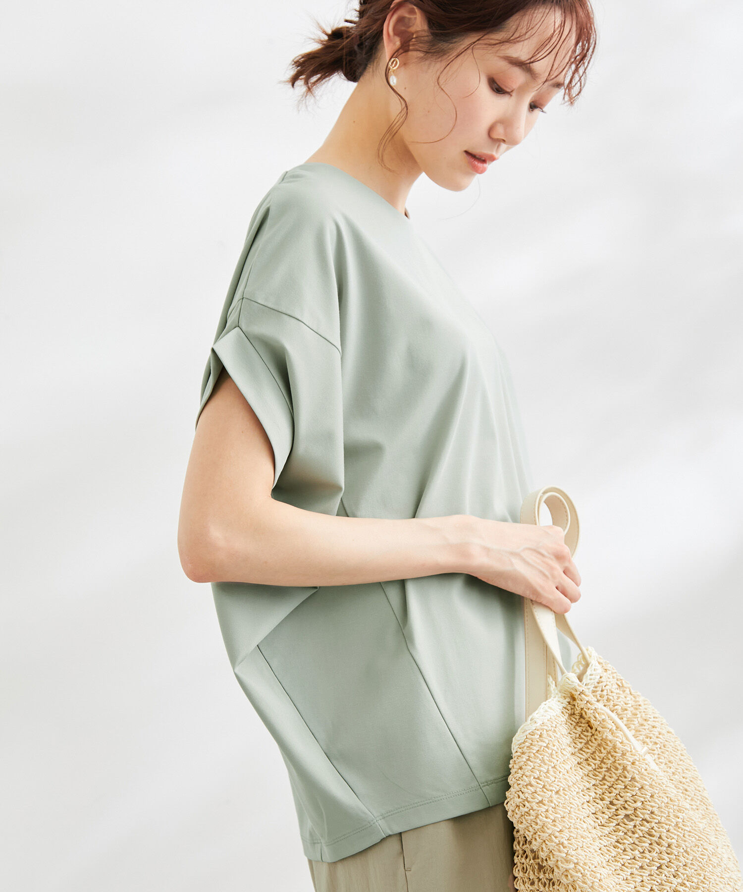 Rope&rsquo;Picnic「洗える/ゴールドパーツバンザイスリーブカットソー」|Tシャツ・カットソー|