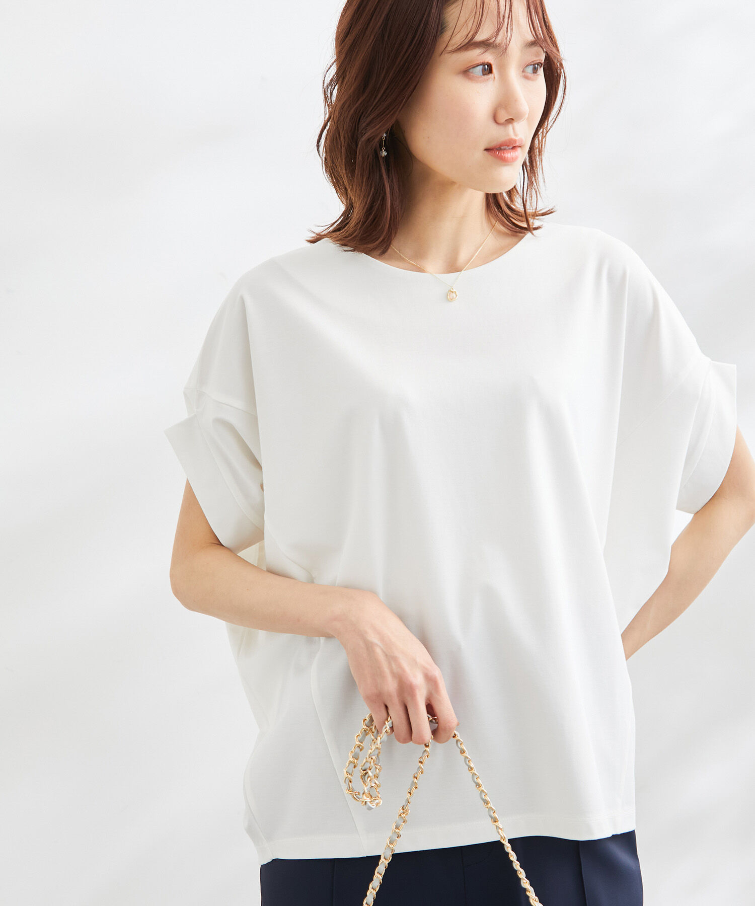 Rope&rsquo;Picnic「洗える/ゴールドパーツバンザイスリーブカットソー」|Tシャツ・カットソー|